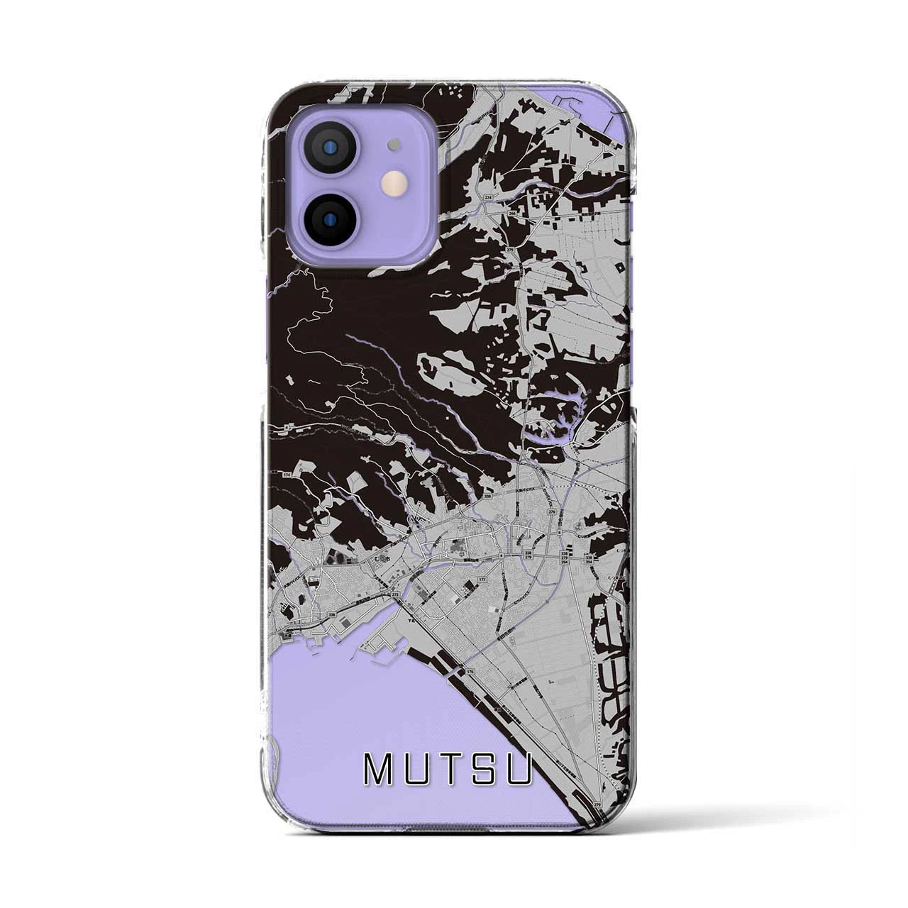 【むつ(青森県)】地図柄iPhoneケース(クリアタイプ)