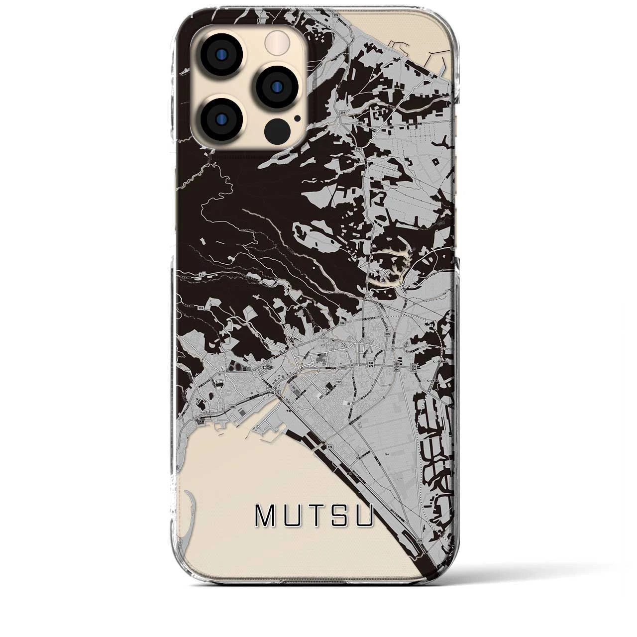 【むつ(青森県)】地図柄iPhoneケース(クリアタイプ)