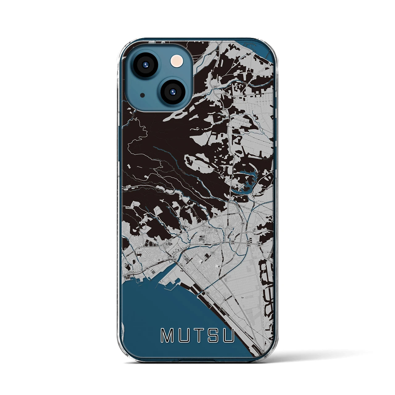 【むつ(青森県)】地図柄iPhoneケース(クリアタイプ)