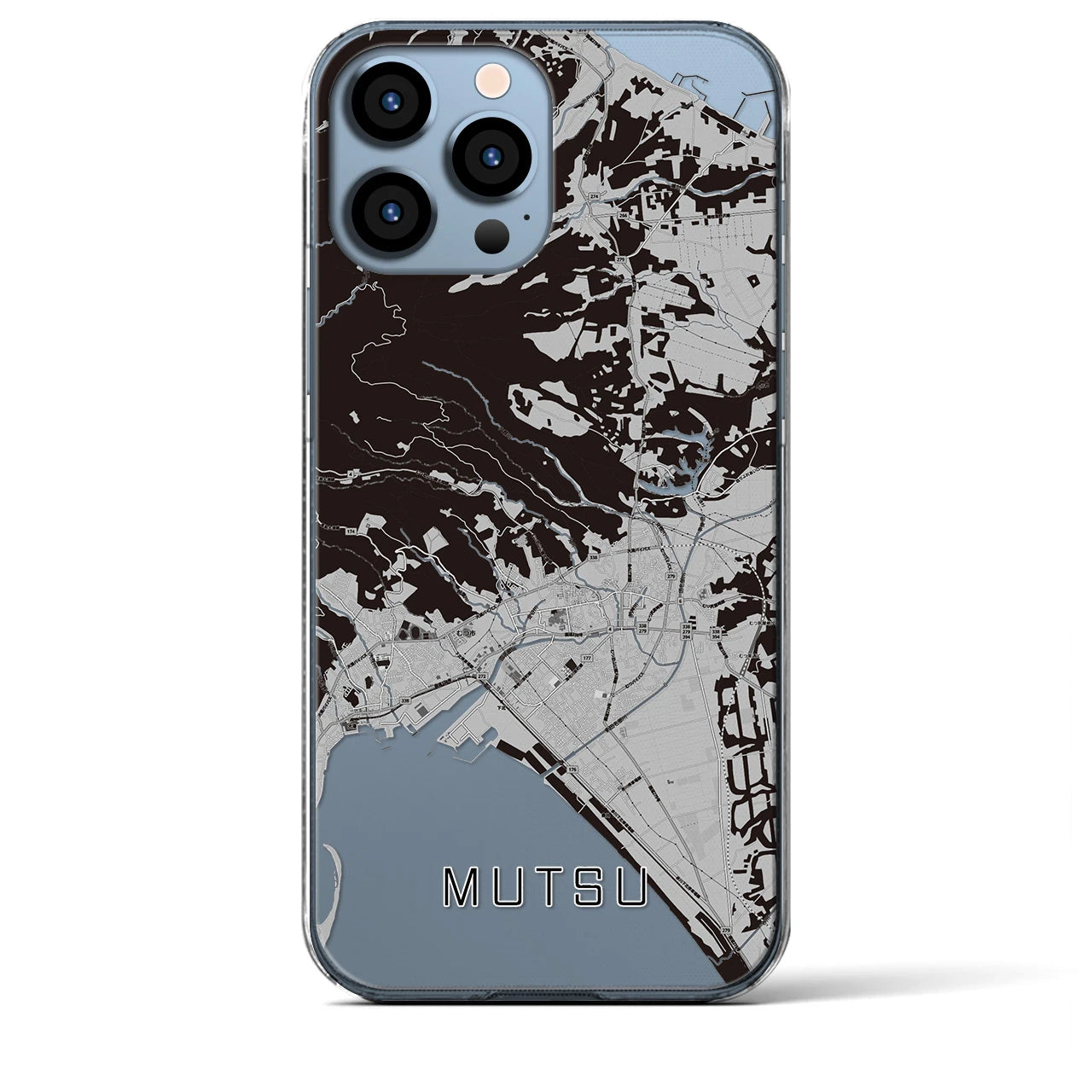 【むつ(青森県)】地図柄iPhoneケース(クリアタイプ)