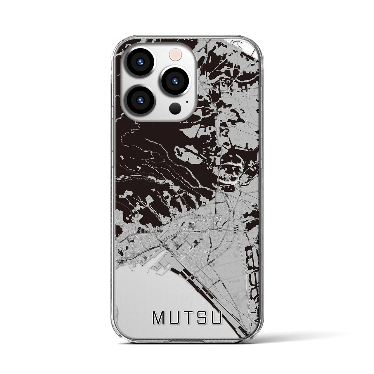 【むつ(青森県)】地図柄iPhoneケース(クリアタイプ)
