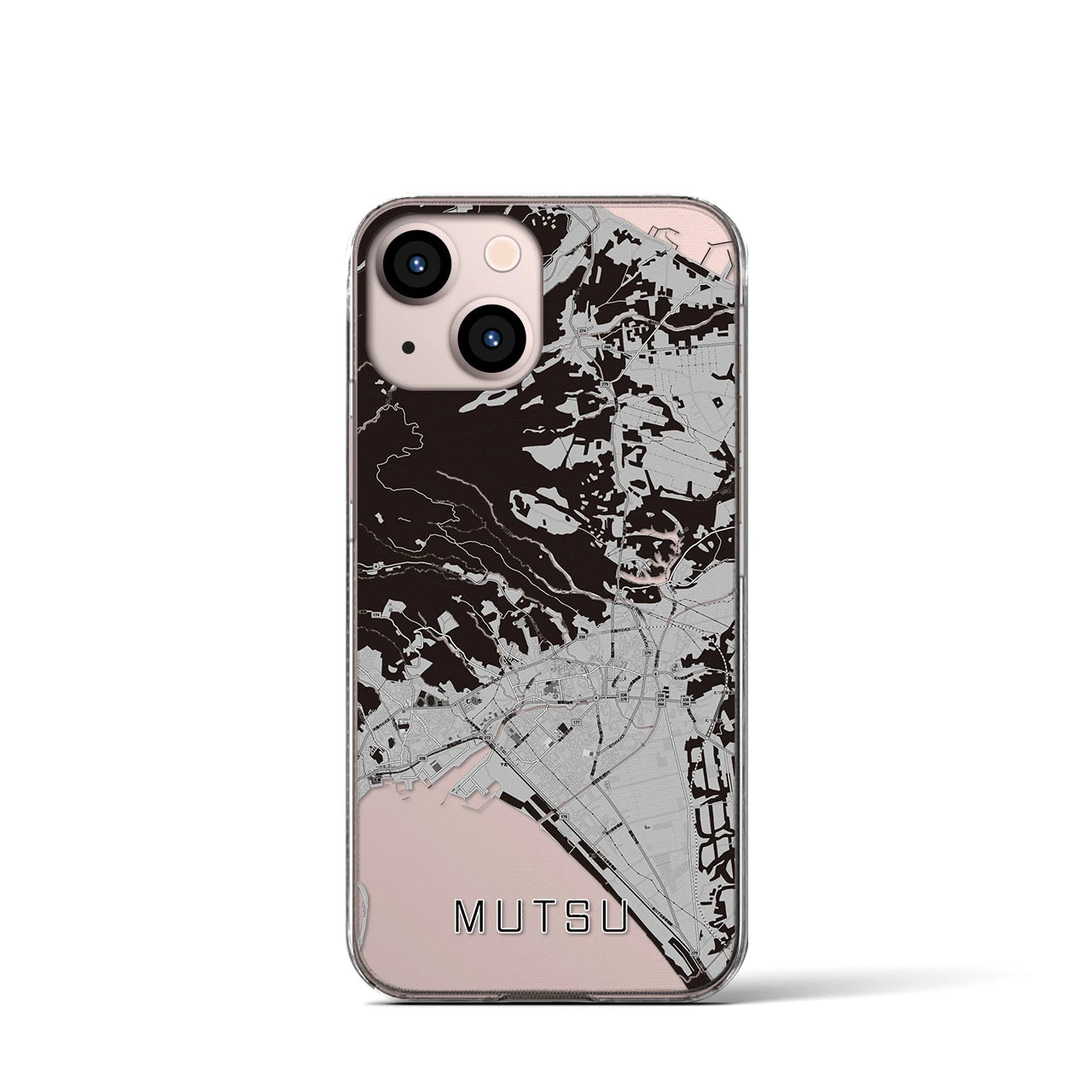 【むつ(青森県)】地図柄iPhoneケース(クリアタイプ)