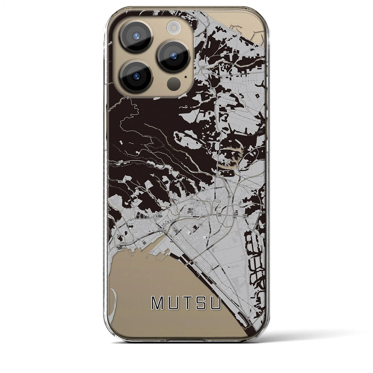 【むつ(青森県)】地図柄iPhoneケース(クリアタイプ)