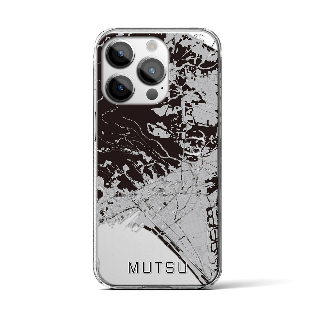 【むつ(青森県)】地図柄iPhoneケース(クリアタイプ)