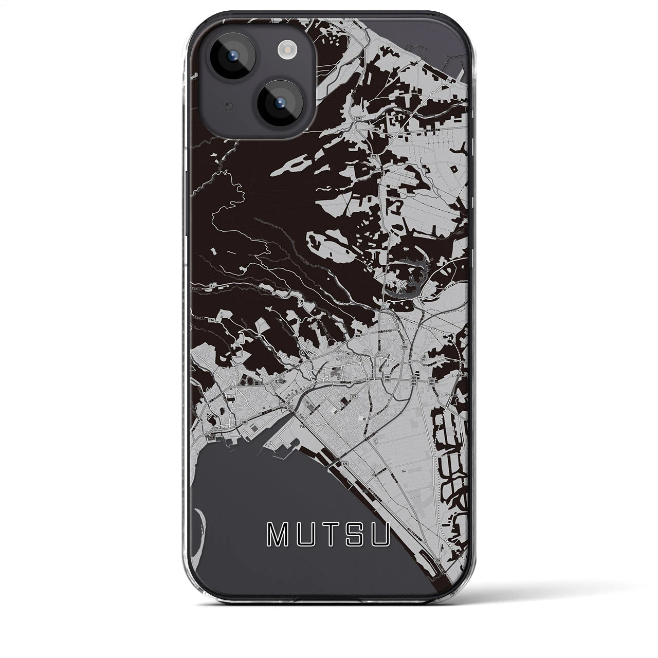 【むつ(青森県)】地図柄iPhoneケース(クリアタイプ)