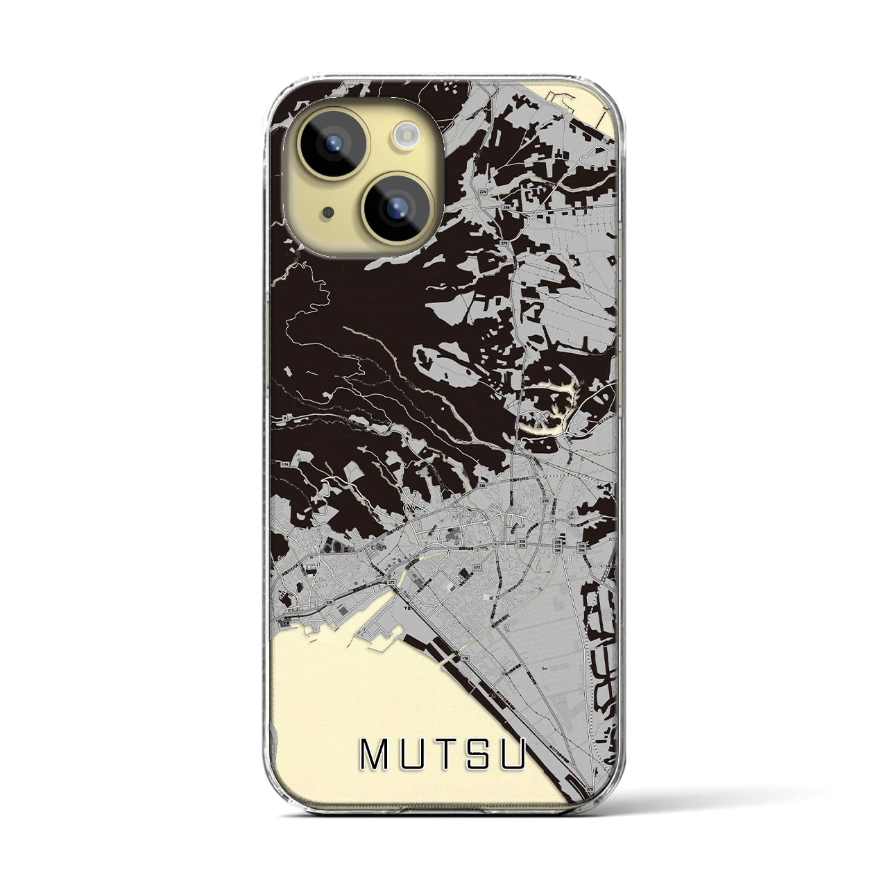 【むつ(青森県)】地図柄iPhoneケース(クリアタイプ)