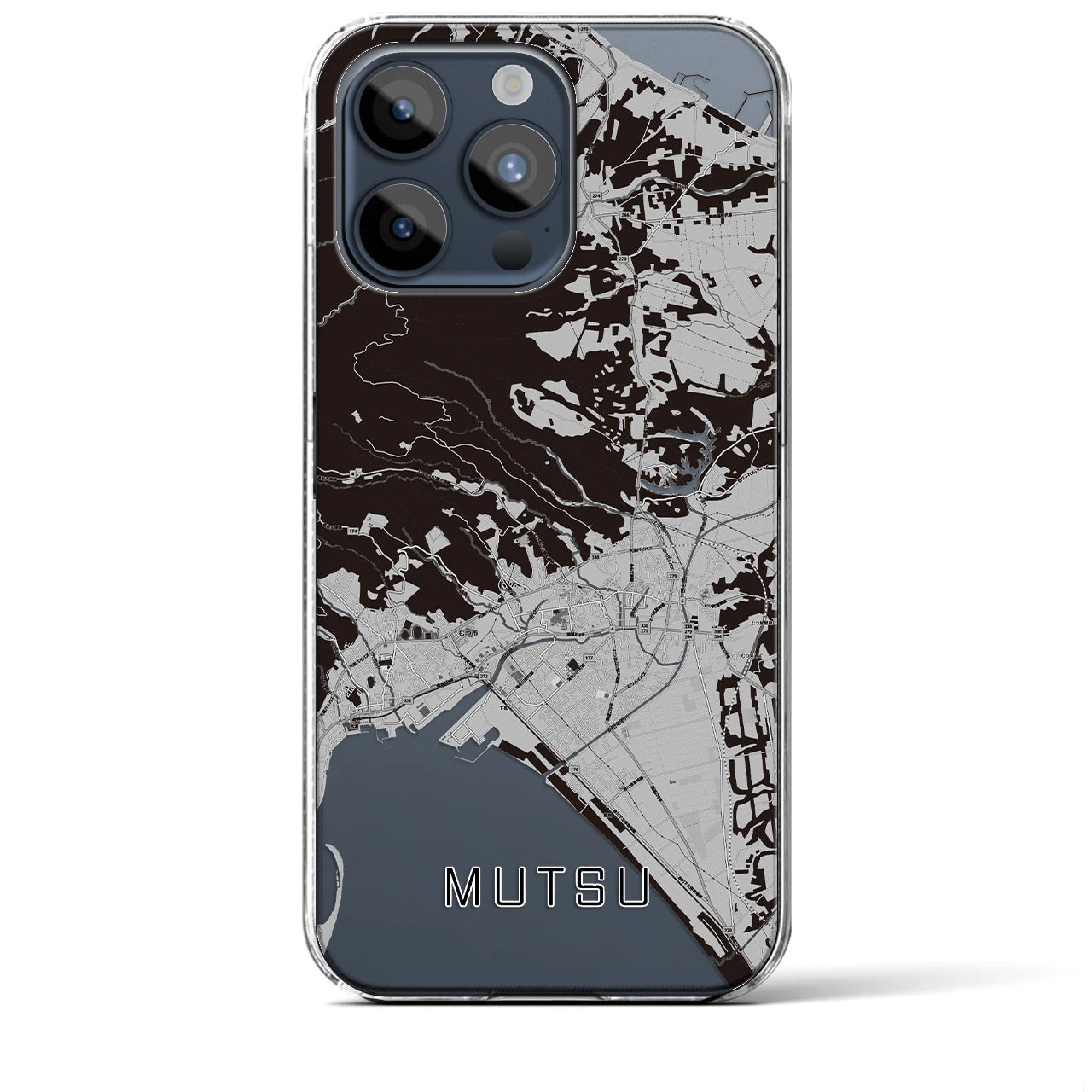 【むつ(青森県)】地図柄iPhoneケース(クリアタイプ)