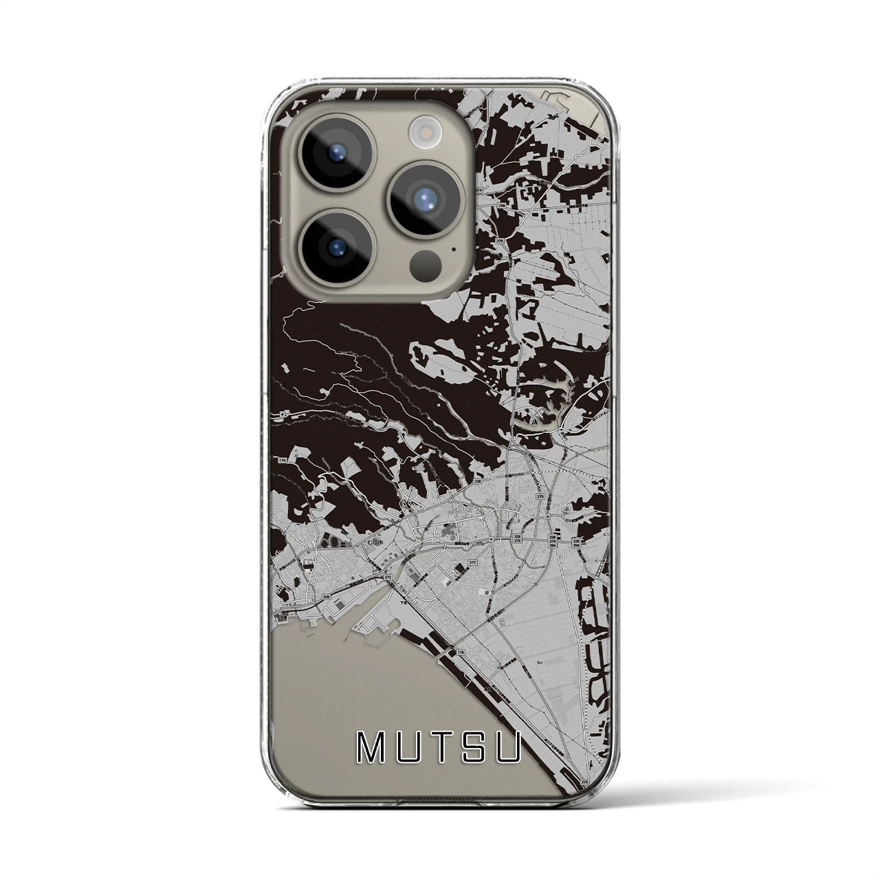 【むつ(青森県)】地図柄iPhoneケース(クリアタイプ)