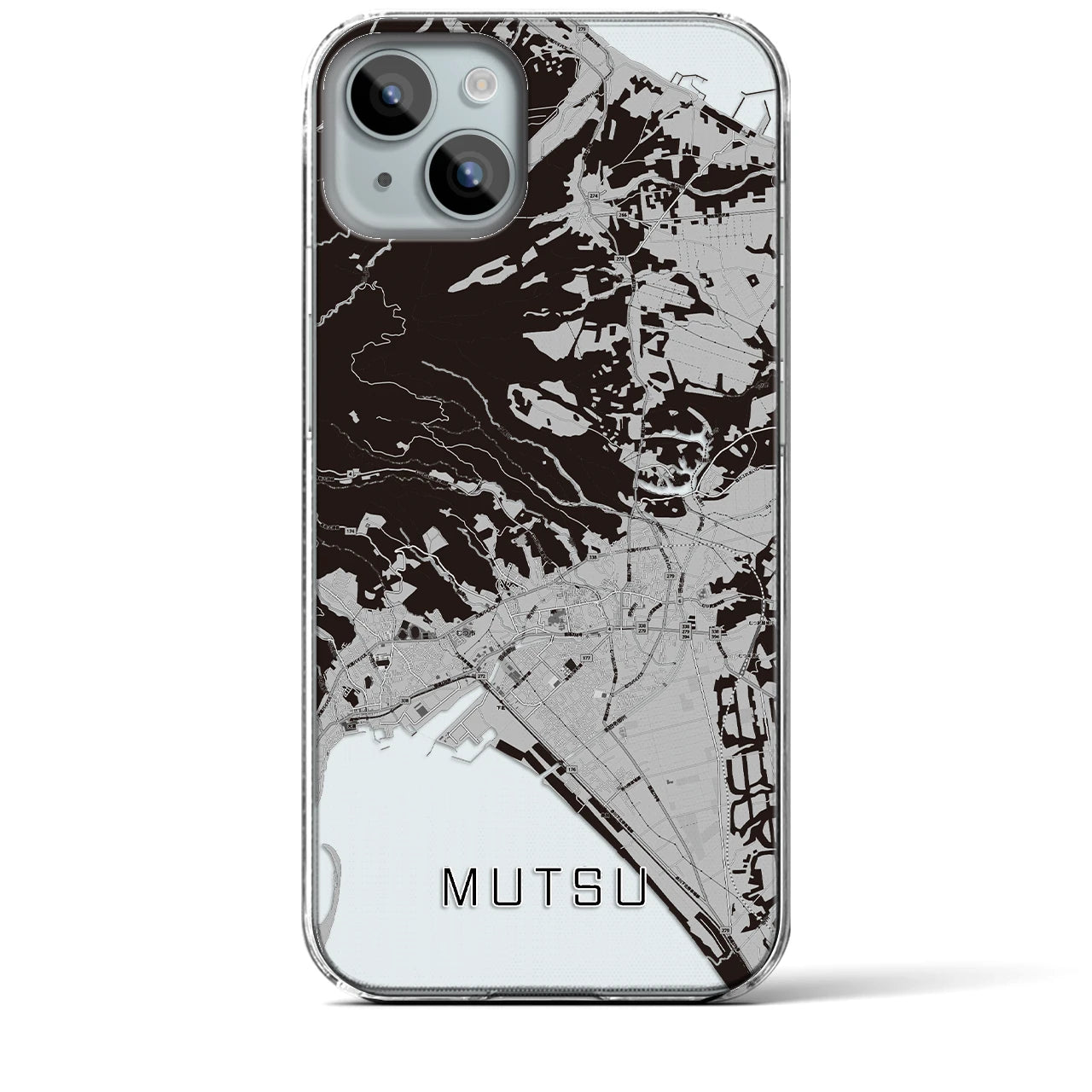 【むつ(青森県)】地図柄iPhoneケース(クリアタイプ)