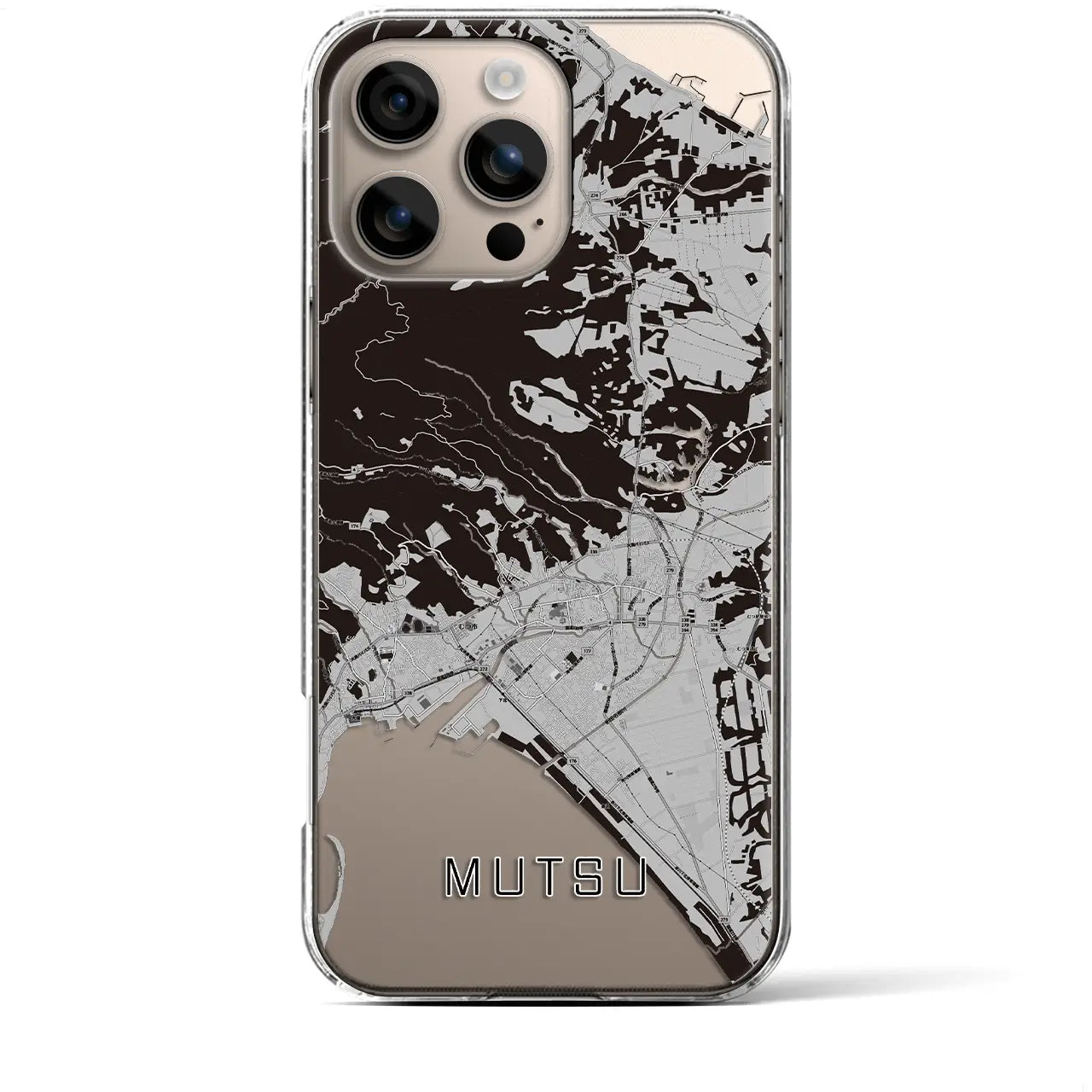 【むつ(青森県)】地図柄iPhoneケース(クリアタイプ)