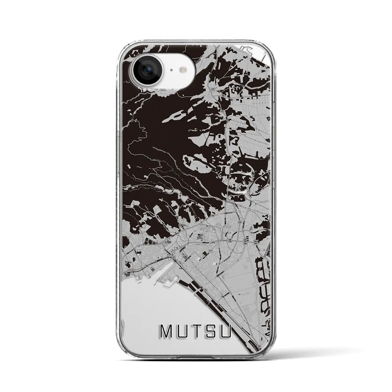 【むつ(青森県)】地図柄iPhoneケース(クリアタイプ)