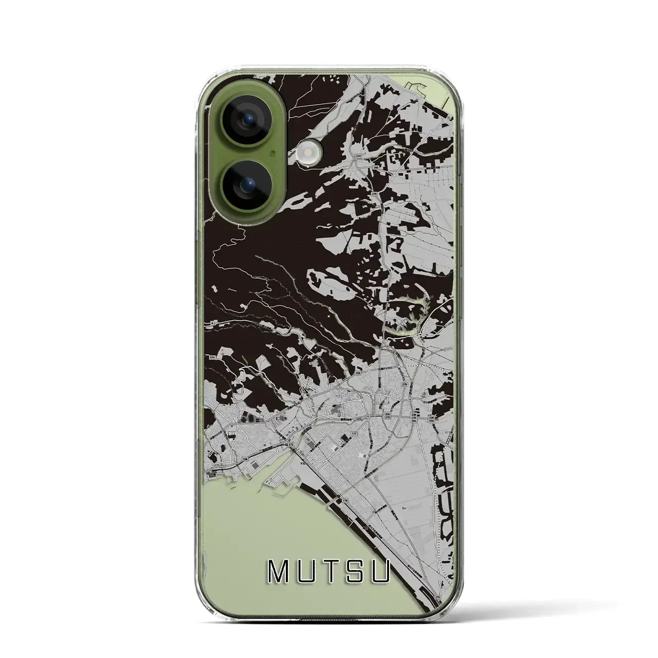 【むつ(青森県)】地図柄iPhoneケース(クリアタイプ)