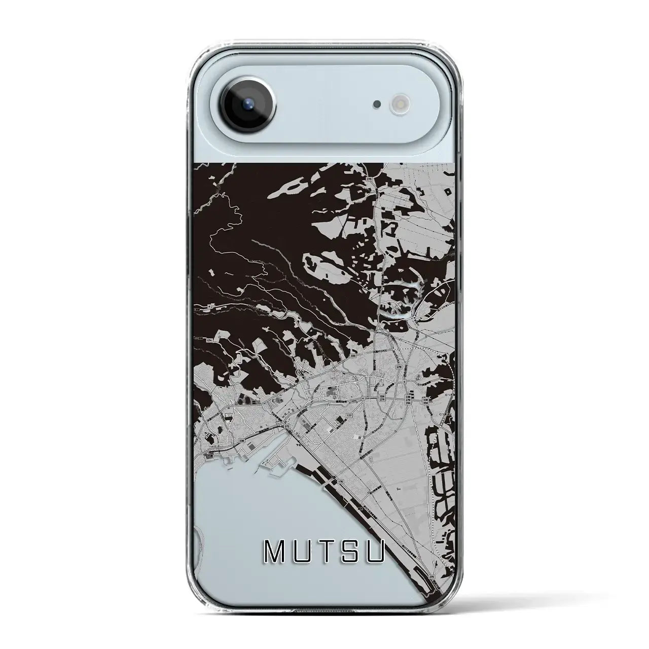 【むつ(青森県)】地図柄iPhoneケース(クリアタイプ)