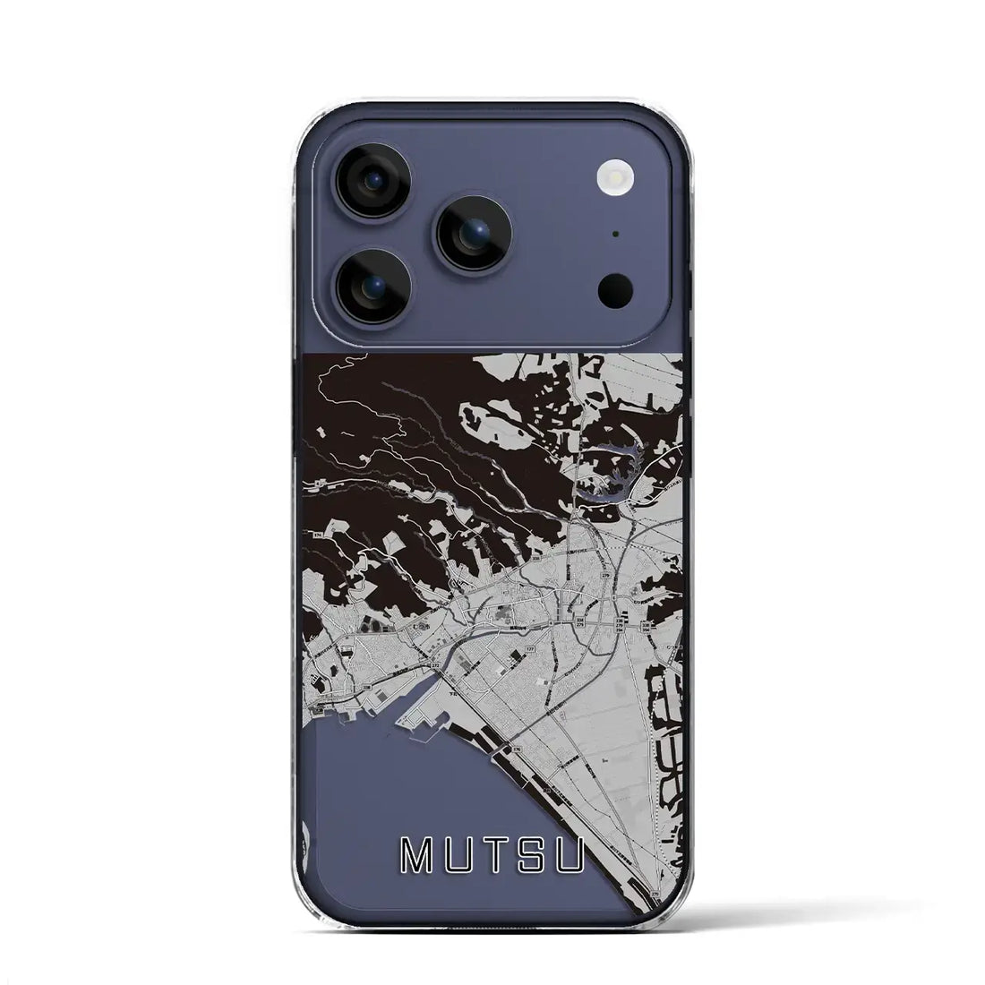 【むつ(青森県)】地図柄iPhoneケース(クリアタイプ)
