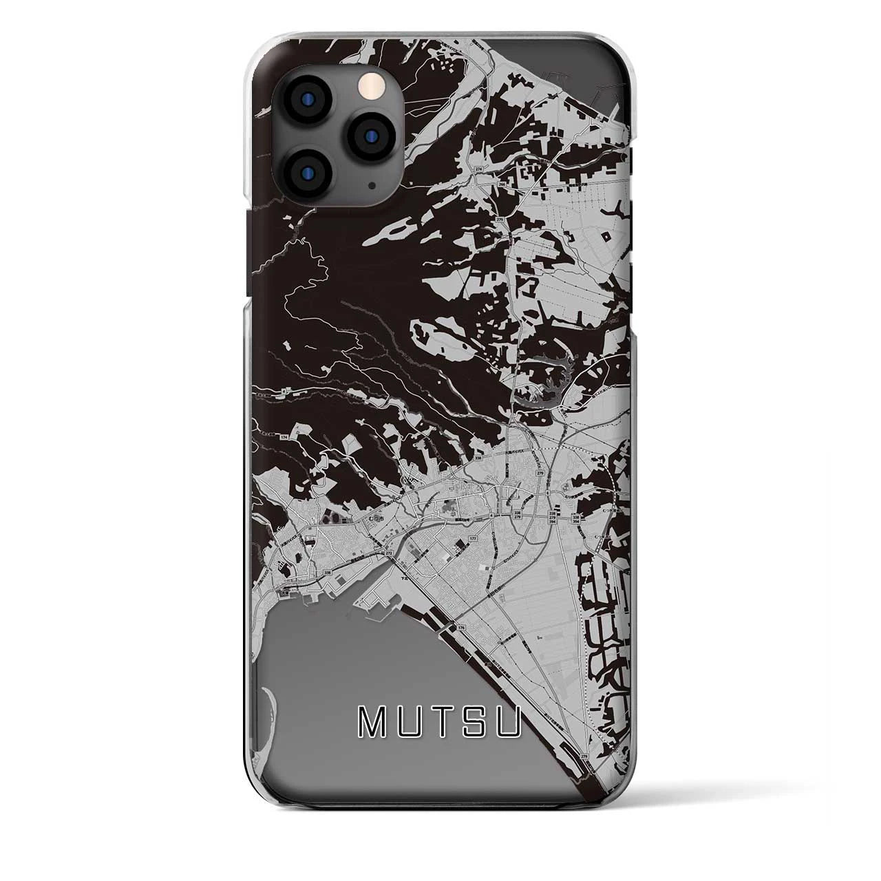 【むつ(青森県)】地図柄iPhoneケース(クリアタイプ)