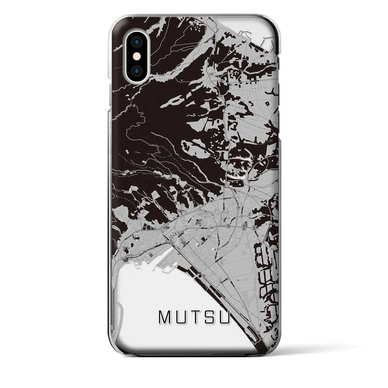 【むつ(青森県)】地図柄iPhoneケース(クリアタイプ)