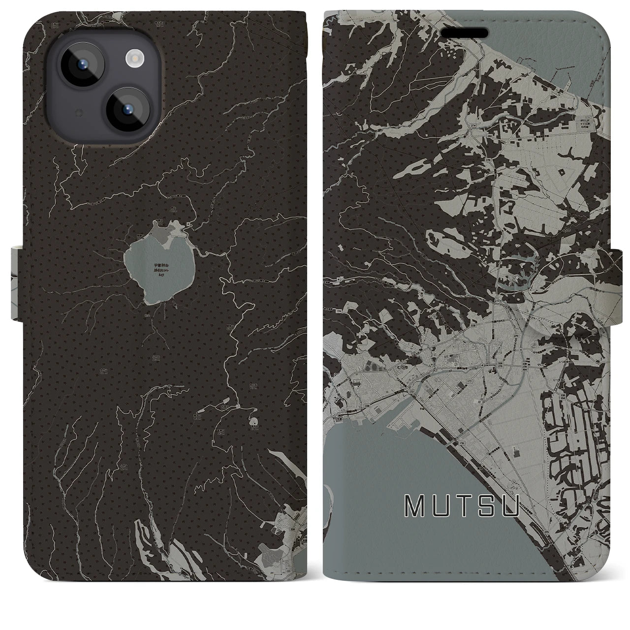 【むつ(青森県)】地図柄iPhoneケース(手帳タイプ)