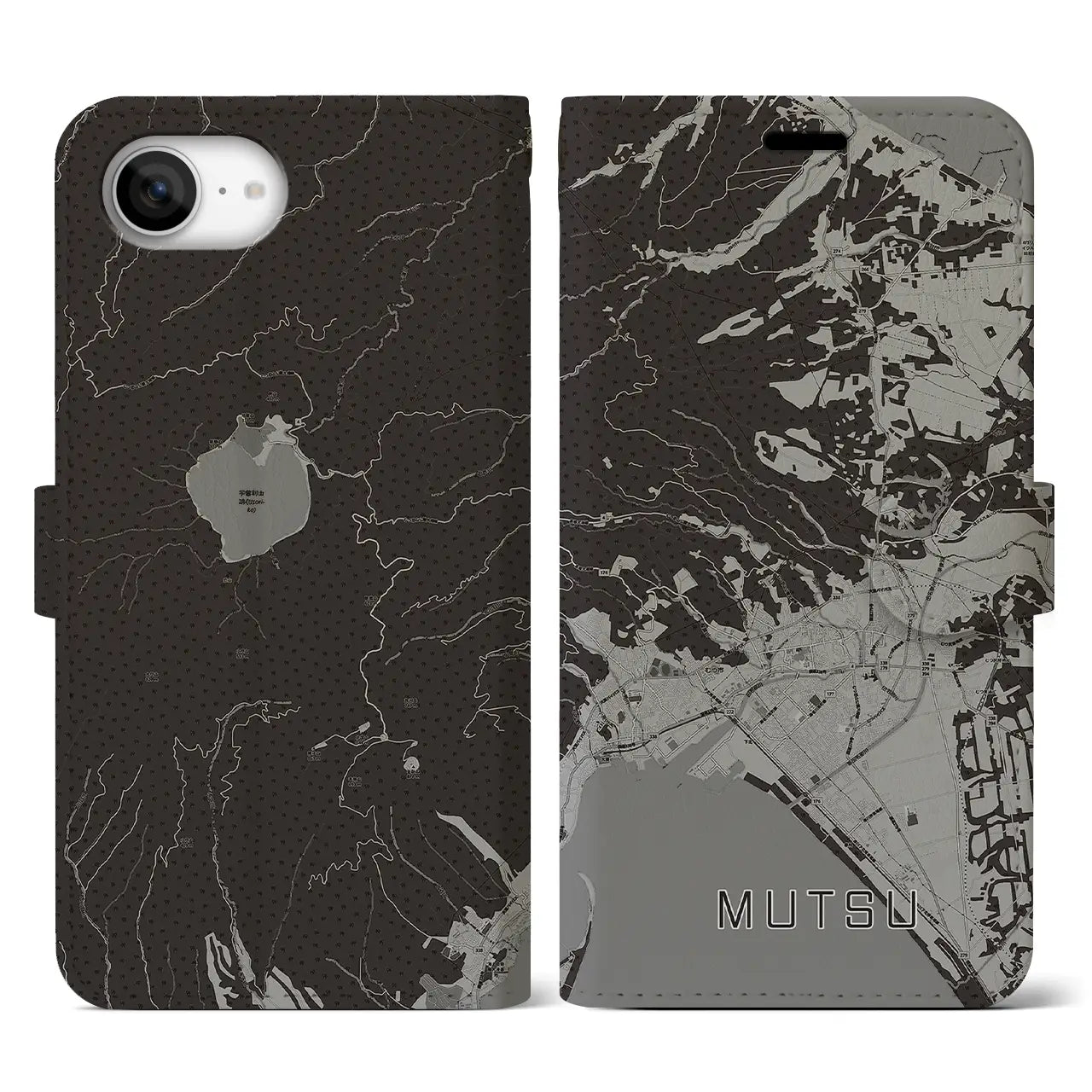 【むつ(青森県)】地図柄iPhoneケース(手帳タイプ)