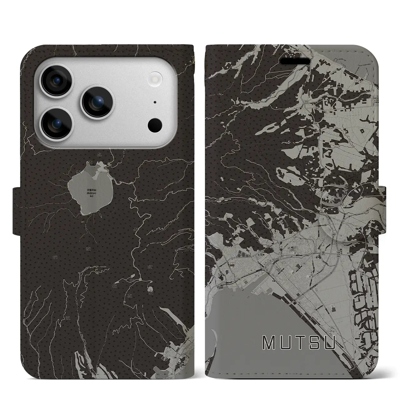 【むつ(青森県)】地図柄iPhoneケース(手帳タイプ)