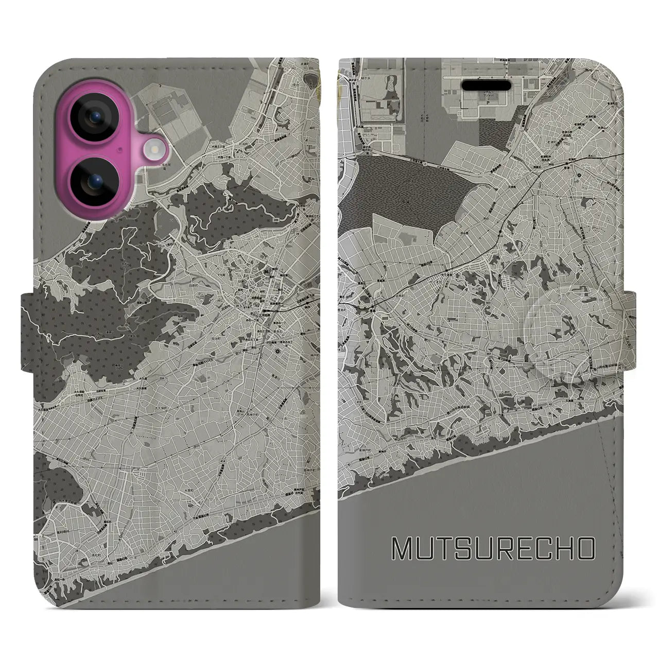 【六連町(愛知県)】地図柄iPhoneケース(手帳タイプ)