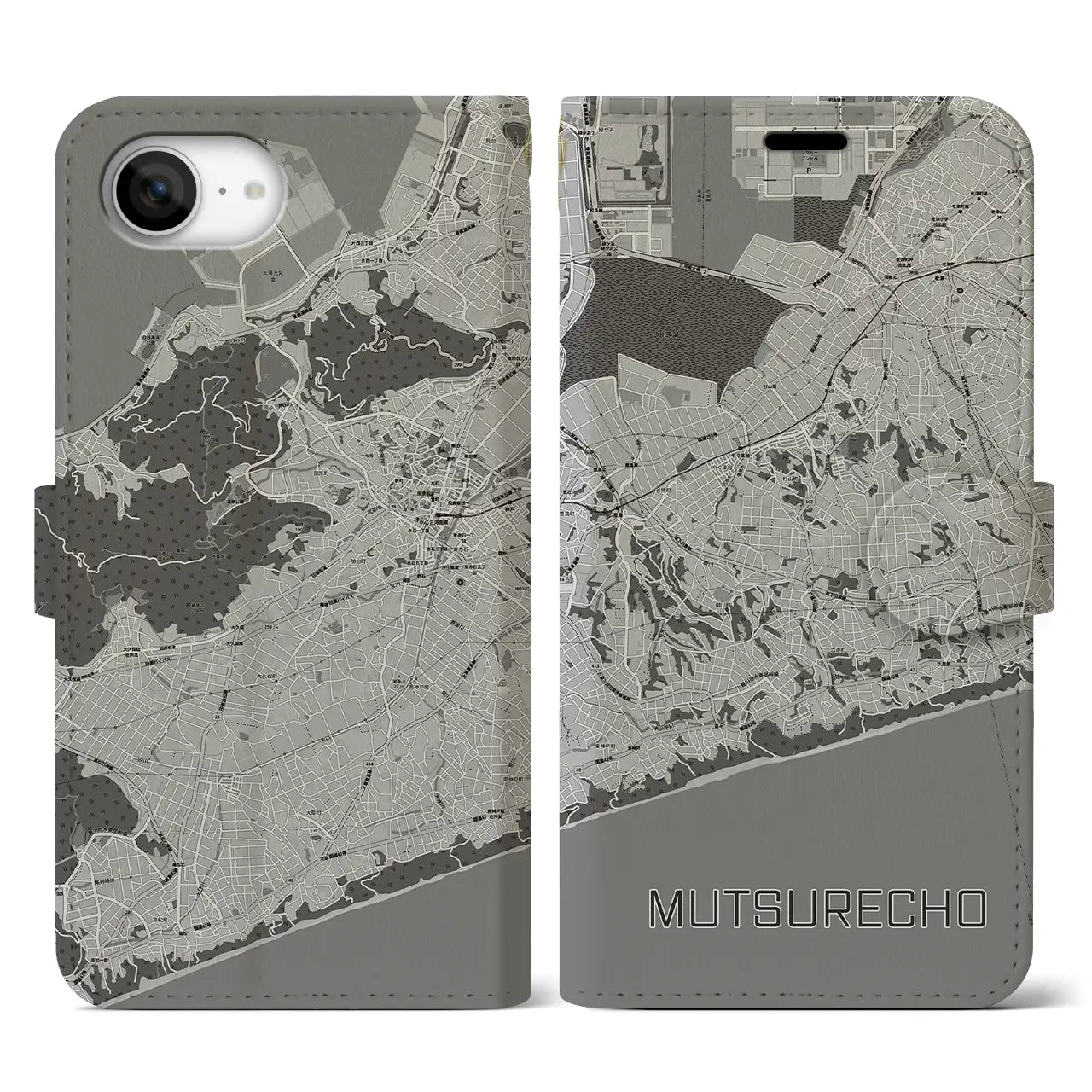 【六連町(愛知県)】地図柄iPhoneケース(手帳タイプ)