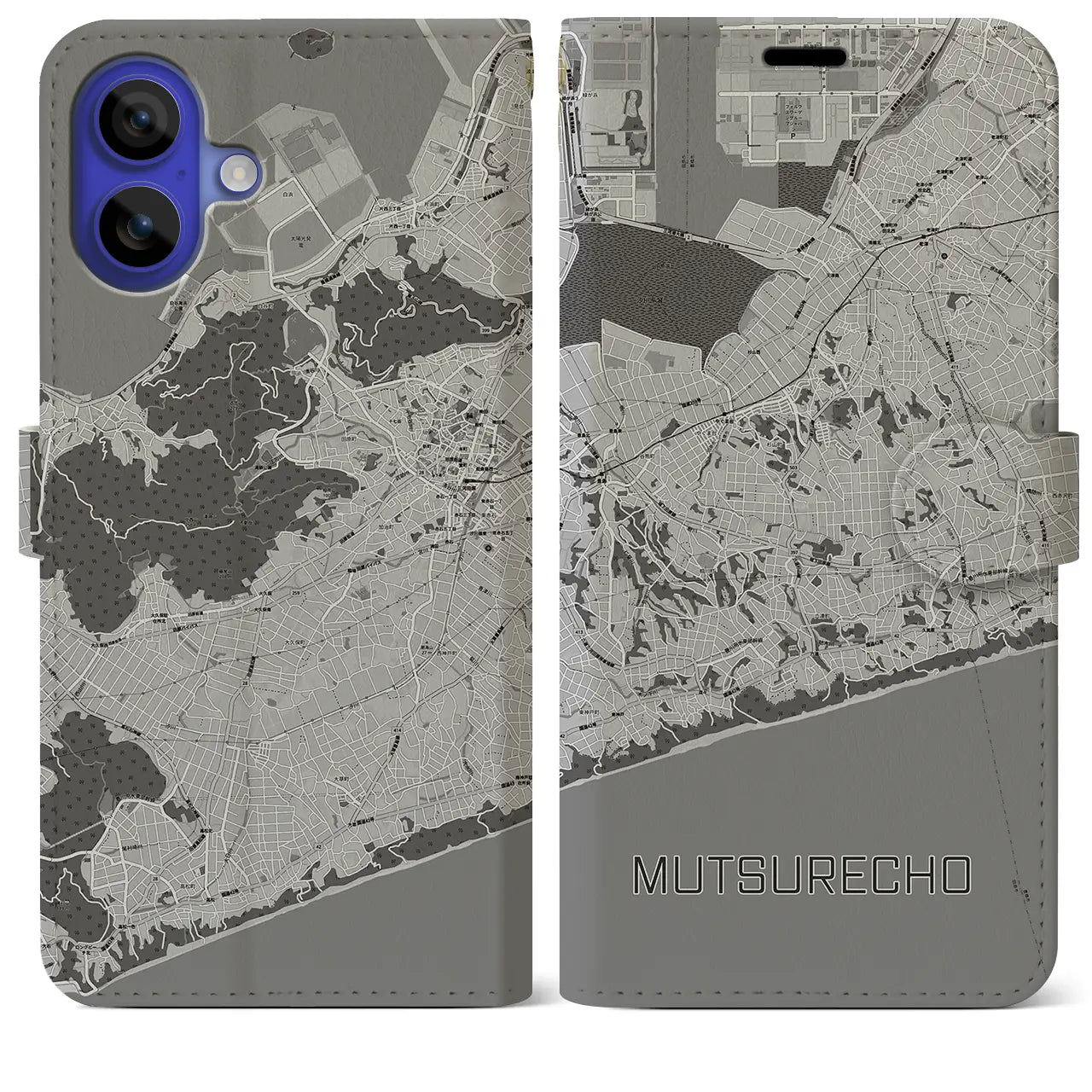 【六連町(愛知県)】地図柄iPhoneケース(手帳タイプ)