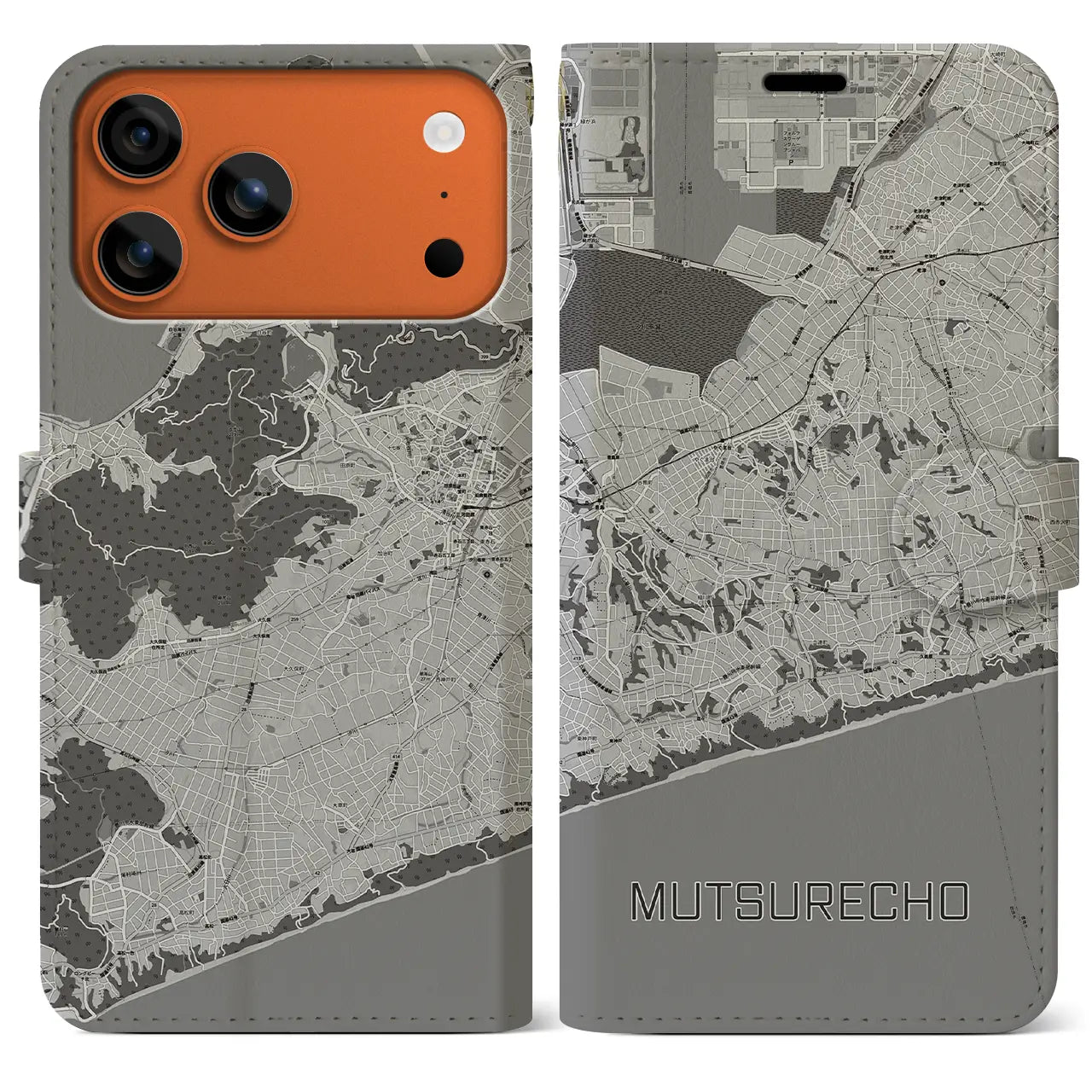 【六連町(愛知県)】地図柄iPhoneケース(手帳タイプ)