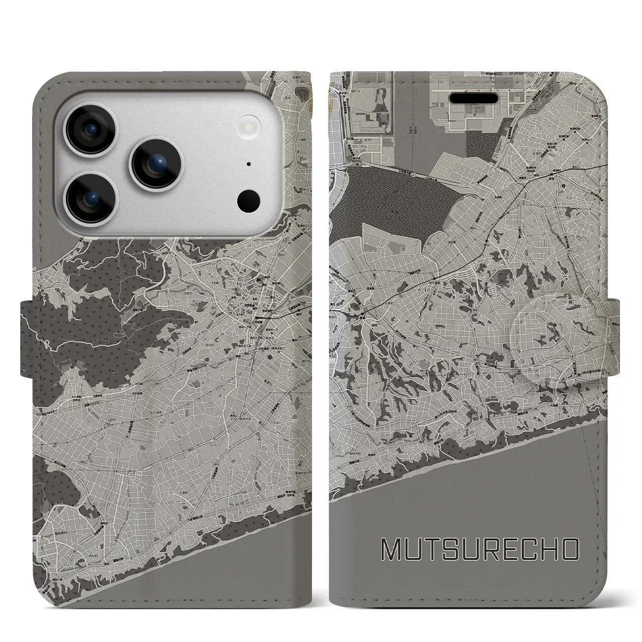 【六連町(愛知県)】地図柄iPhoneケース(手帳タイプ)