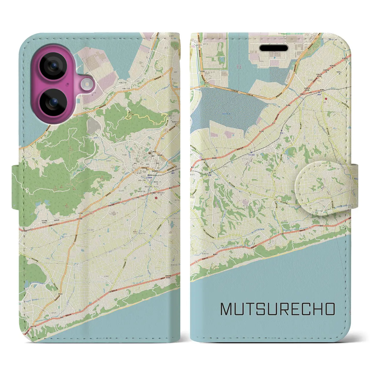 【六連町(愛知県)】地図柄iPhoneケース(手帳タイプ)