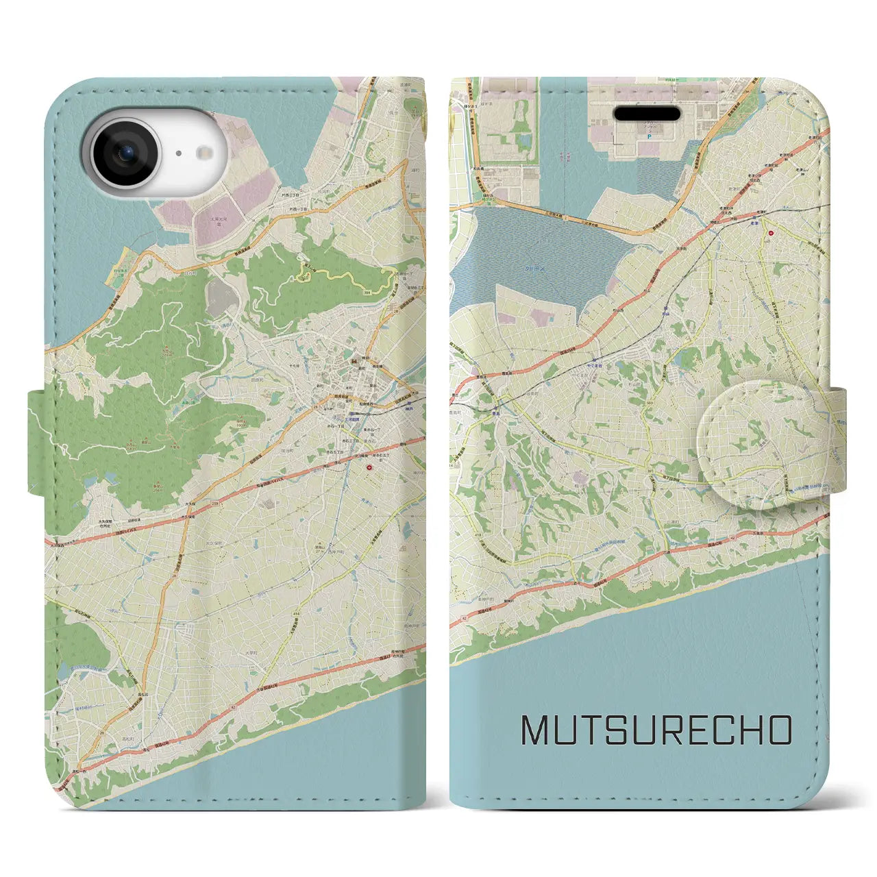 【六連町(愛知県)】地図柄iPhoneケース(手帳タイプ)