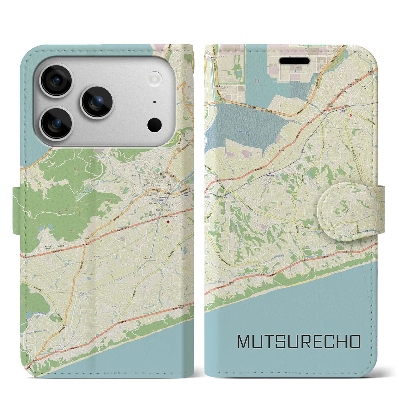 【六連町(愛知県)】地図柄iPhoneケース(手帳タイプ)