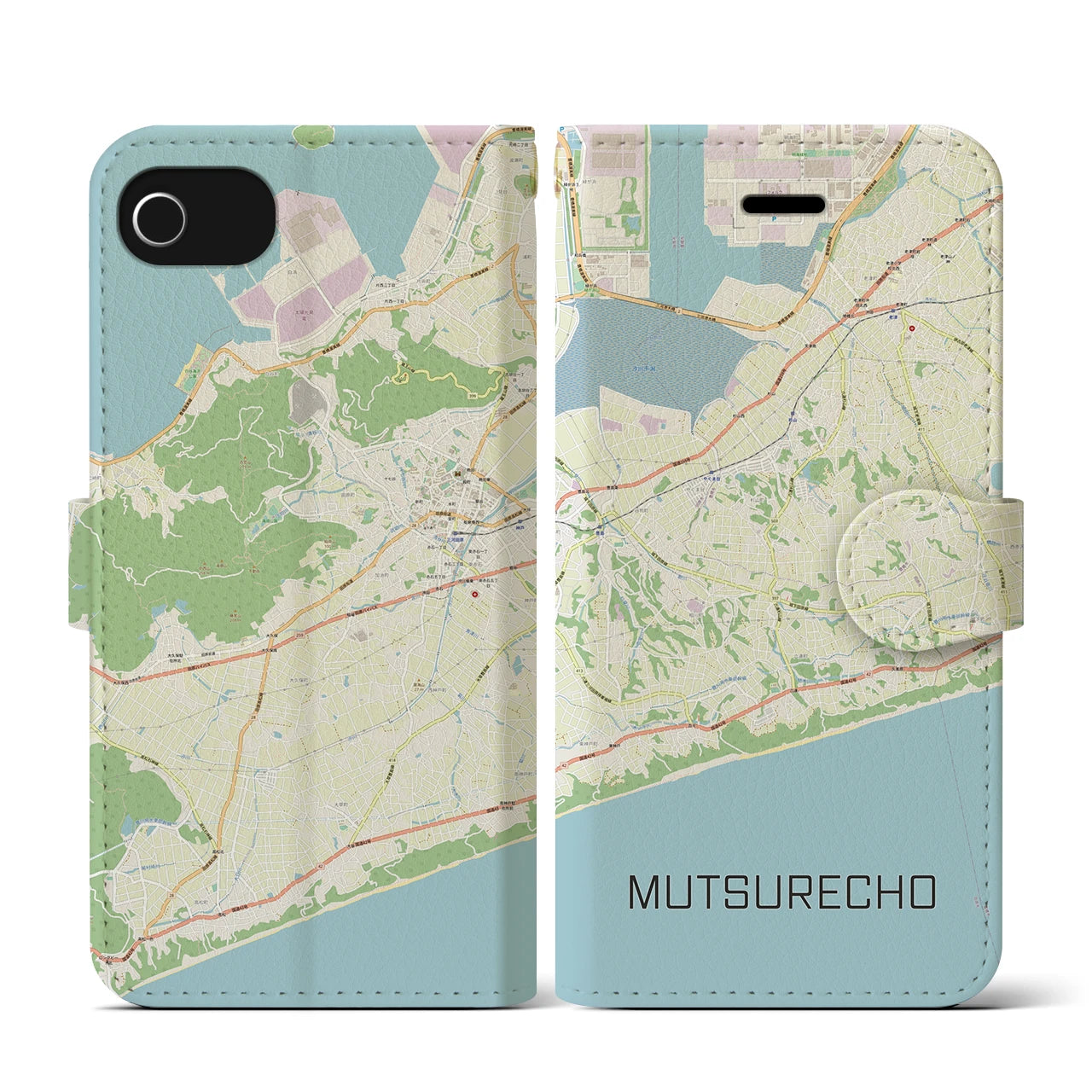 【六連町(愛知県)】地図柄iPhoneケース(手帳タイプ)