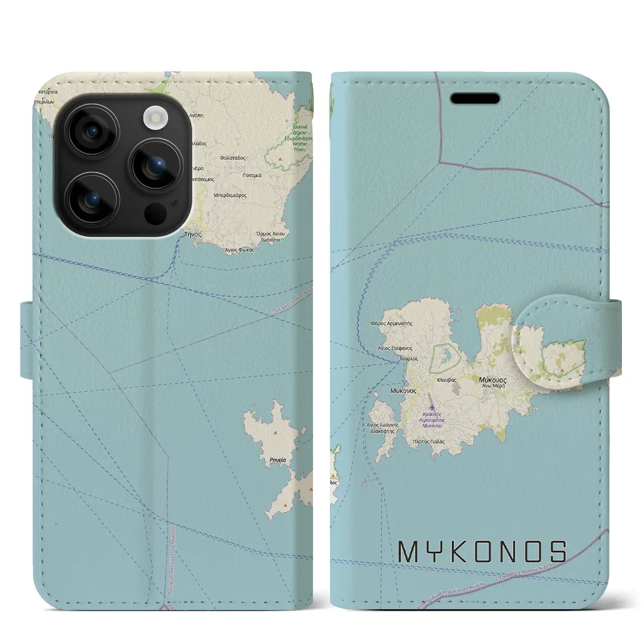 【ミコノス島(ギリシャ)】地図柄iPhoneケース(手帳タイプ)