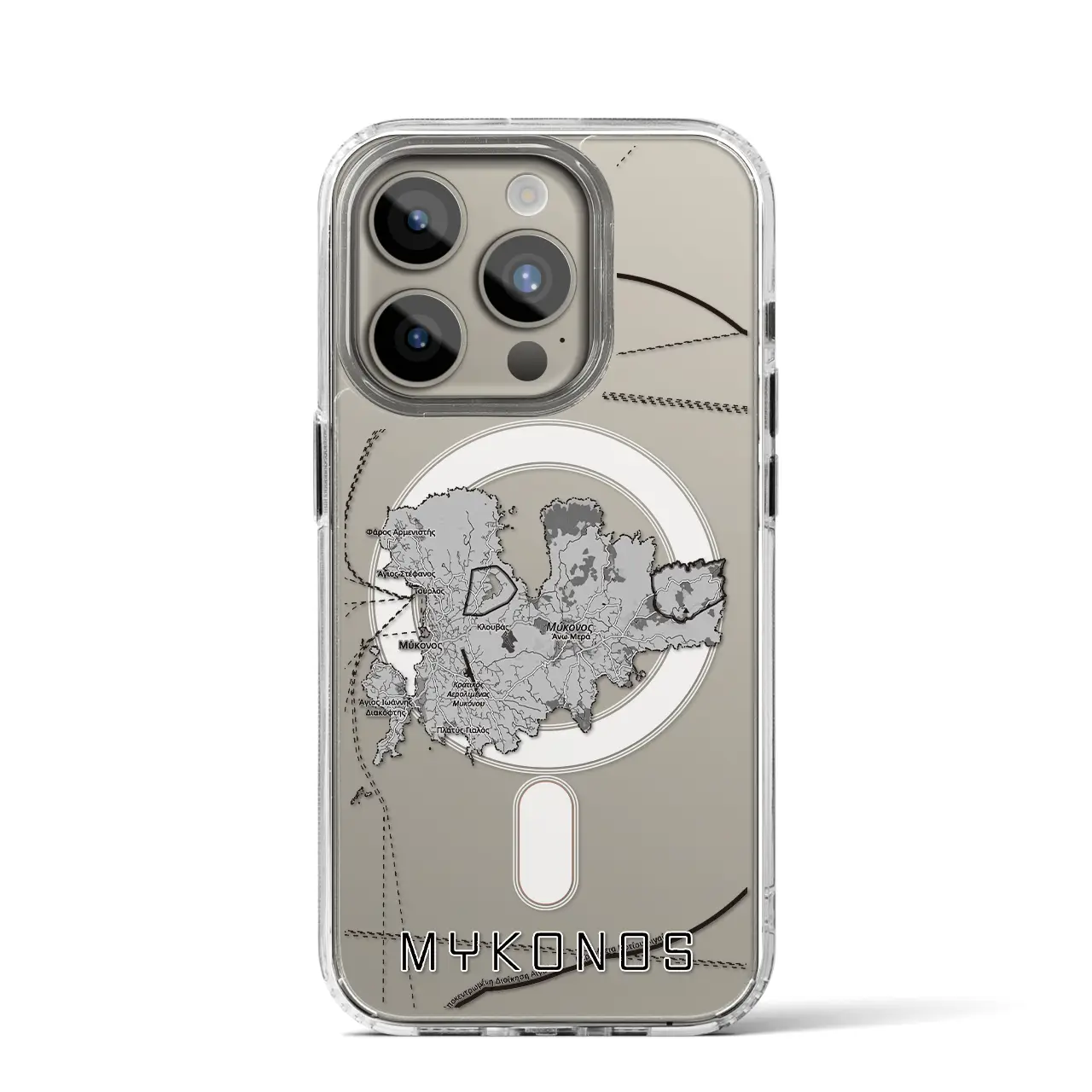 【ミコノス島(ギリシャ)】地図柄iPhoneケース(MagSafeタイプ)
