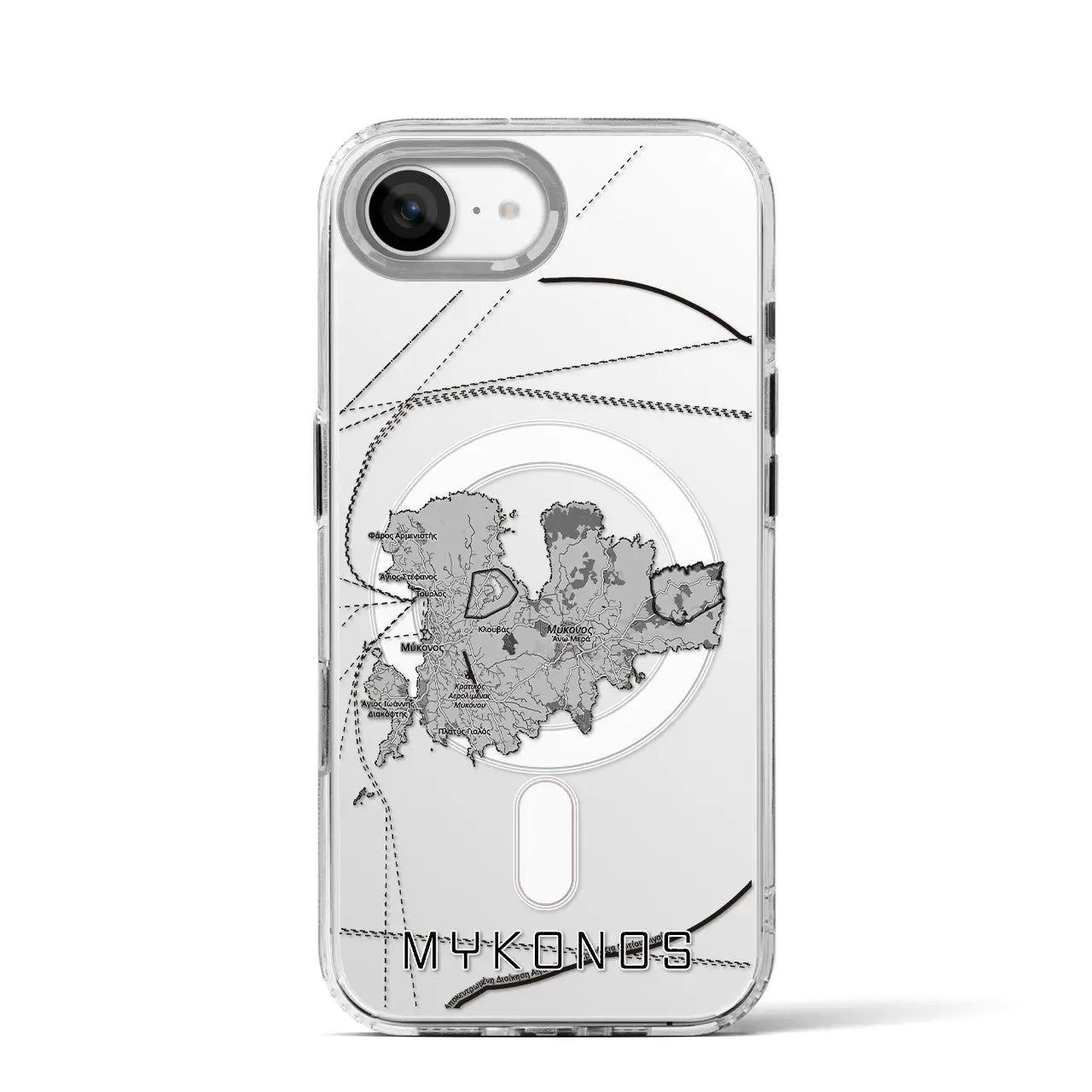 【ミコノス島(ギリシャ)】地図柄iPhoneケース(MagSafeタイプ)