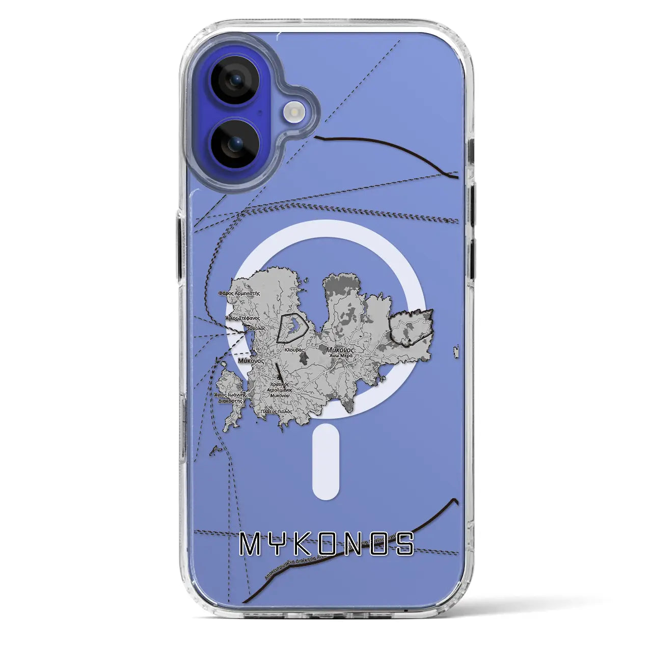 【ミコノス島(ギリシャ)】地図柄iPhoneケース(MagSafeタイプ)