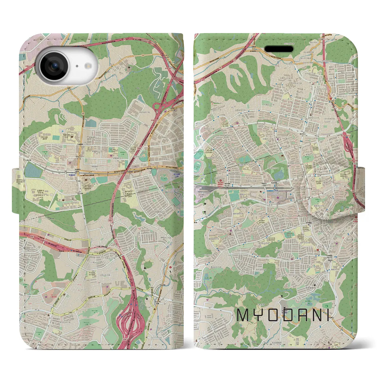 【名谷(兵庫県)】地図柄iPhoneケース(手帳タイプ)