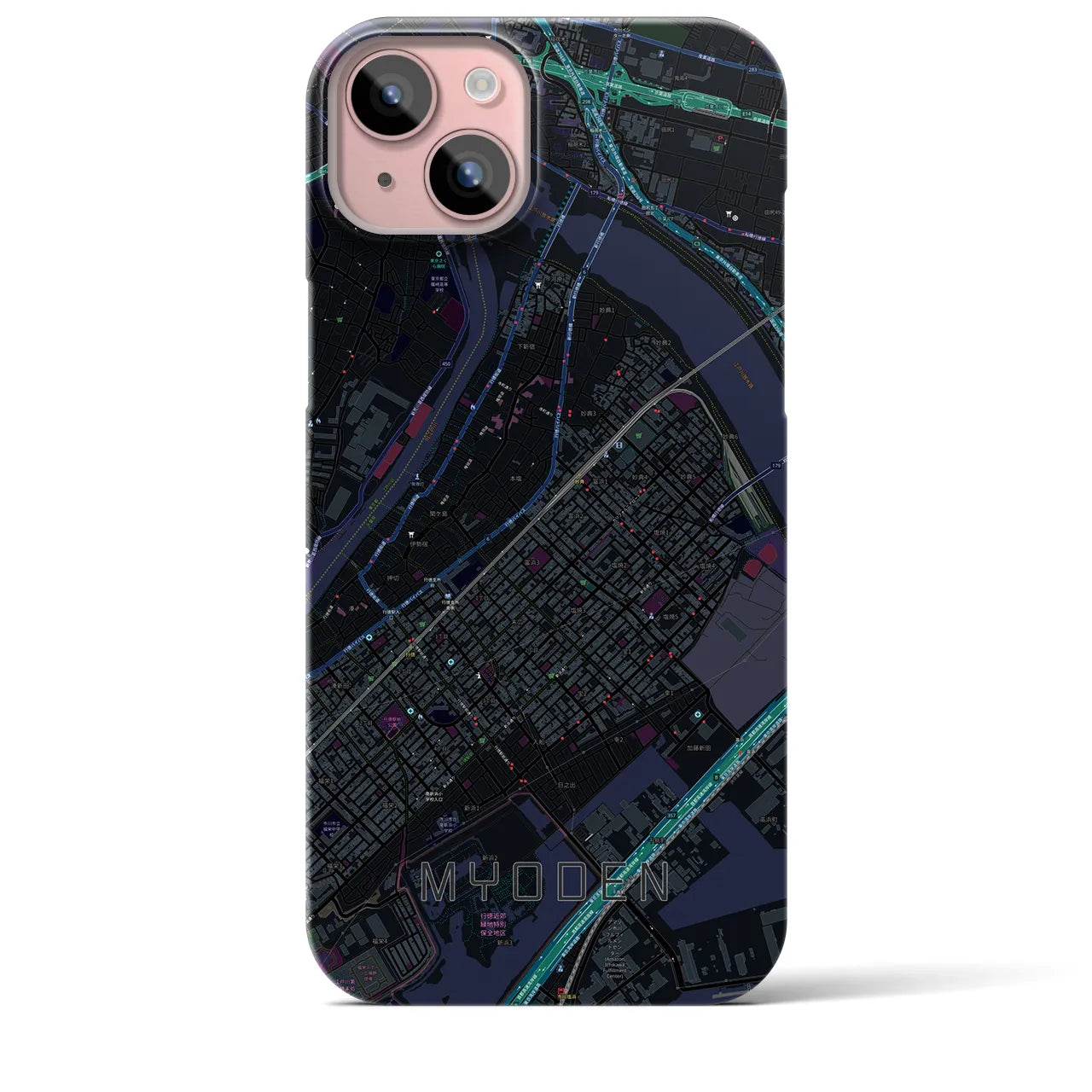 【妙典(千葉県)】地図柄iPhoneケース(バックカバータイプ)