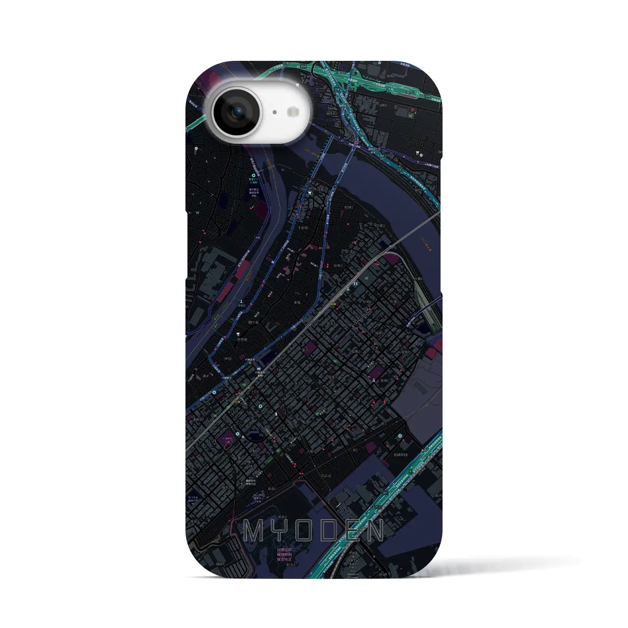 【妙典(千葉県)】地図柄iPhoneケース(バックカバータイプ)