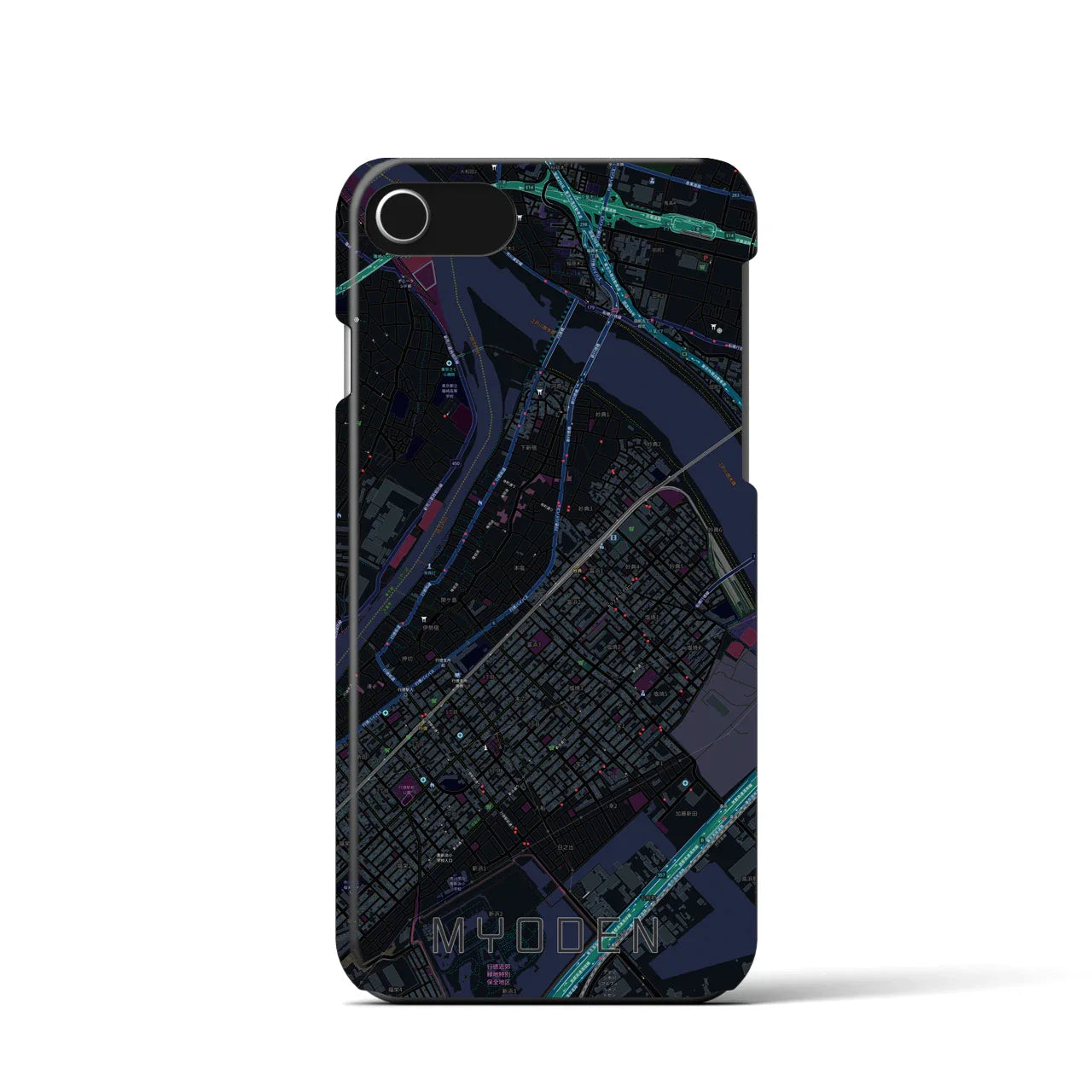 【妙典(千葉県)】地図柄iPhoneケース(バックカバータイプ)