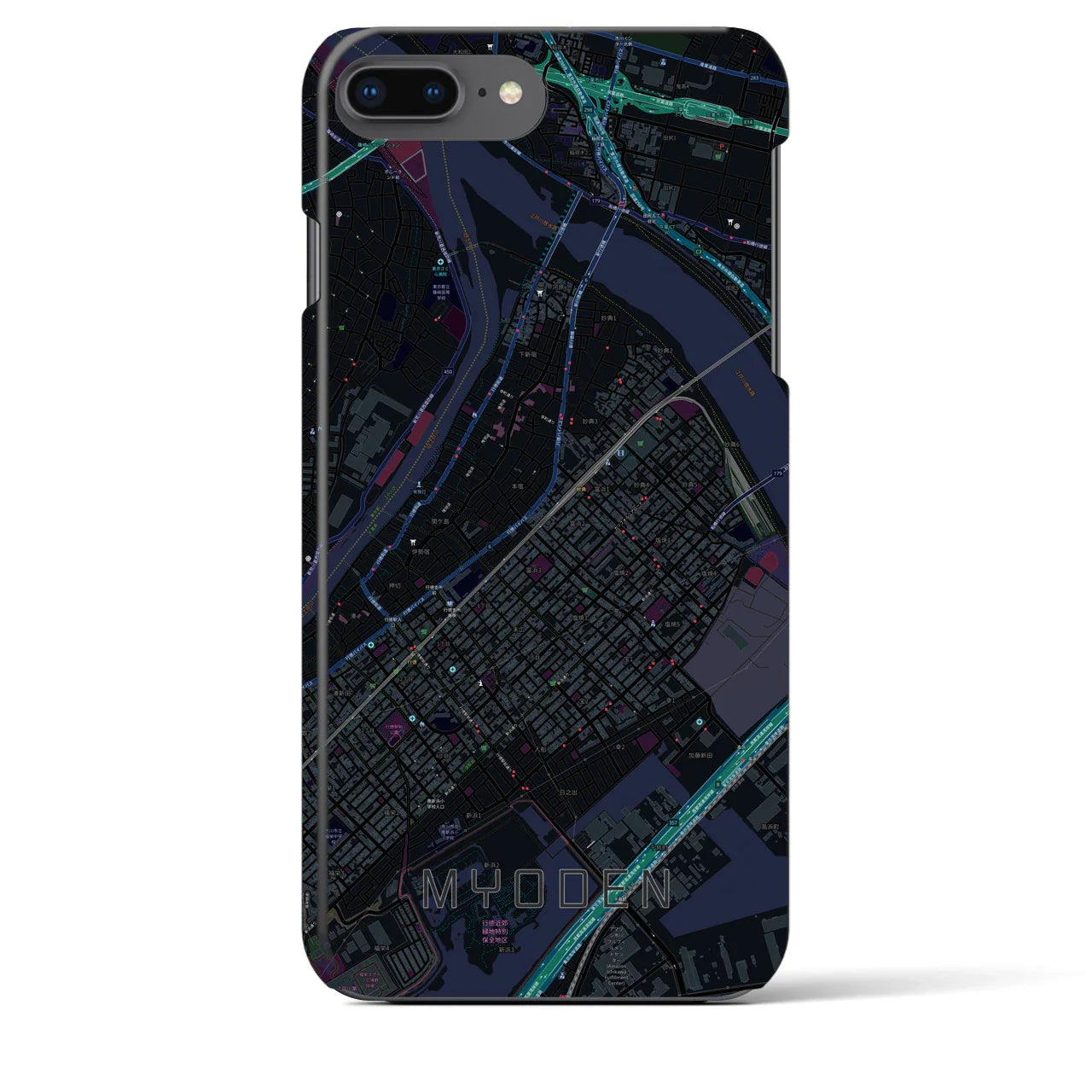 【妙典(千葉県)】地図柄iPhoneケース(バックカバータイプ)