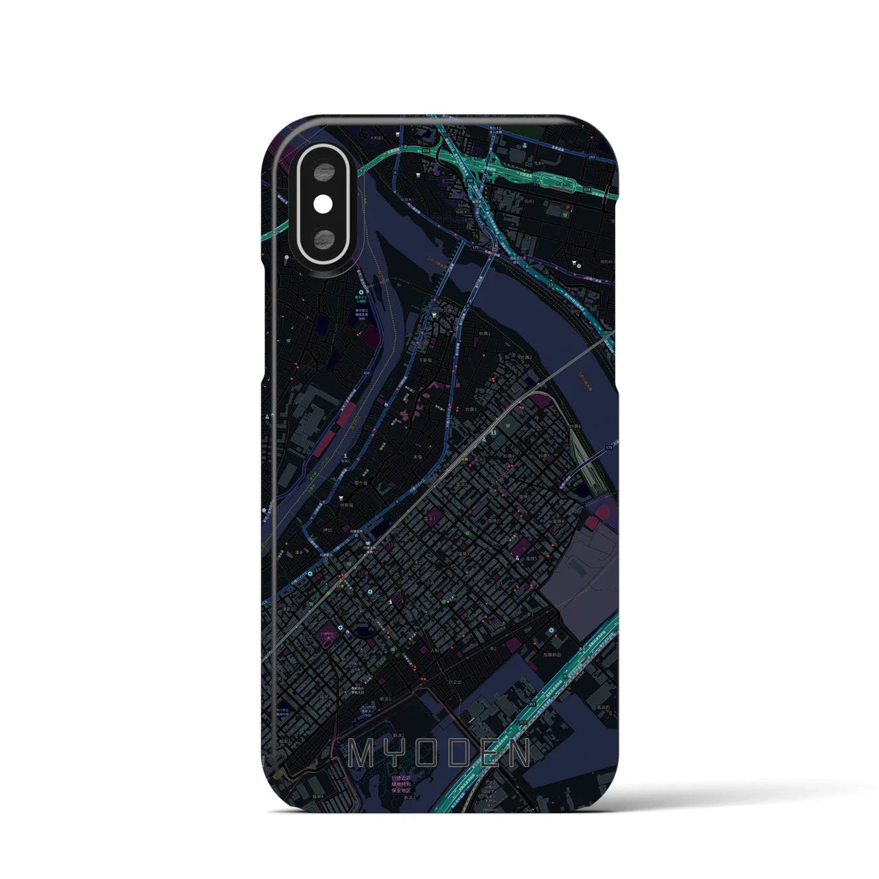 【妙典(千葉県)】地図柄iPhoneケース(バックカバータイプ)