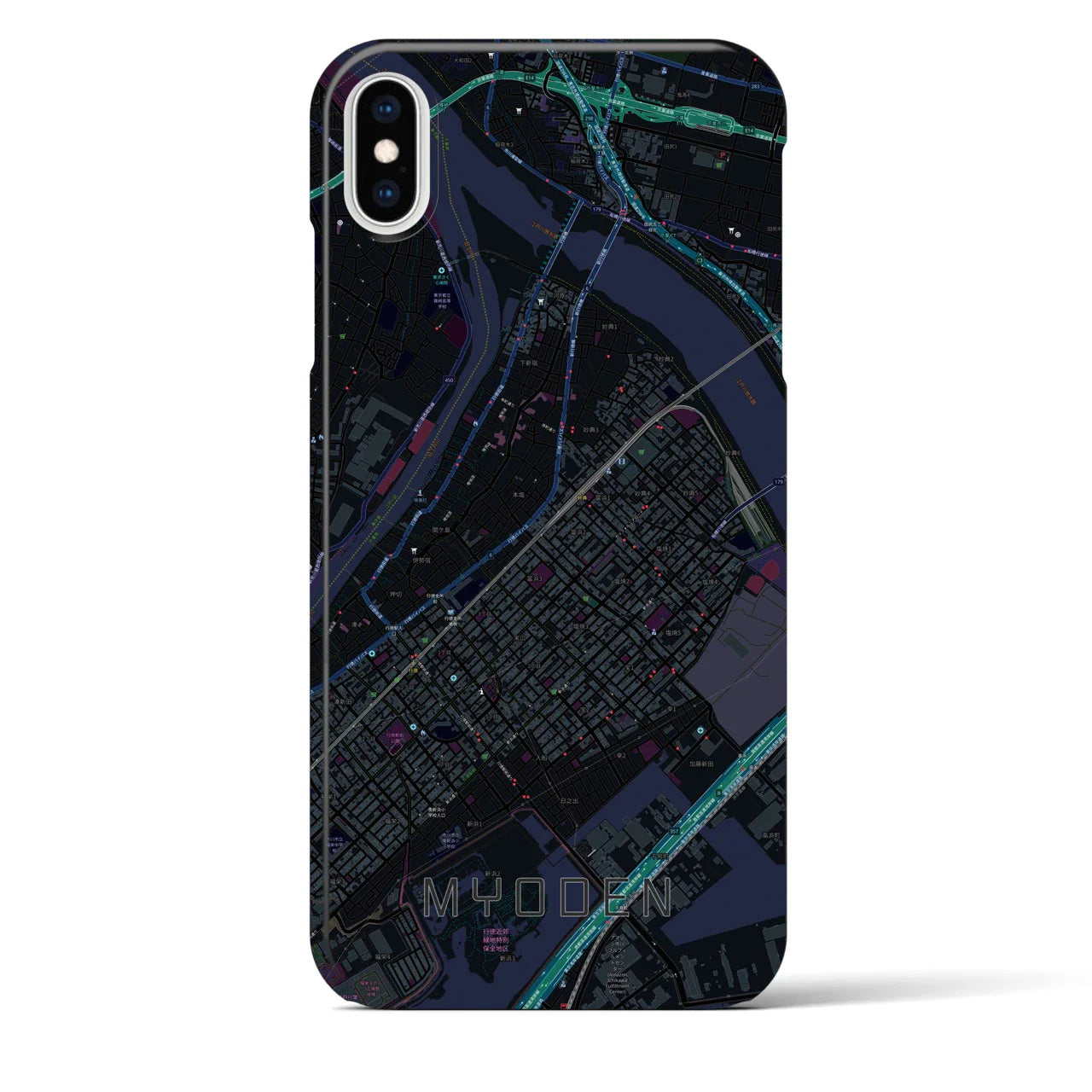 【妙典(千葉県)】地図柄iPhoneケース(バックカバータイプ)