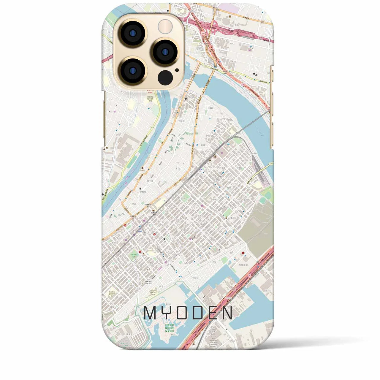 【妙典(千葉県)】地図柄iPhoneケース(バックカバータイプ)
