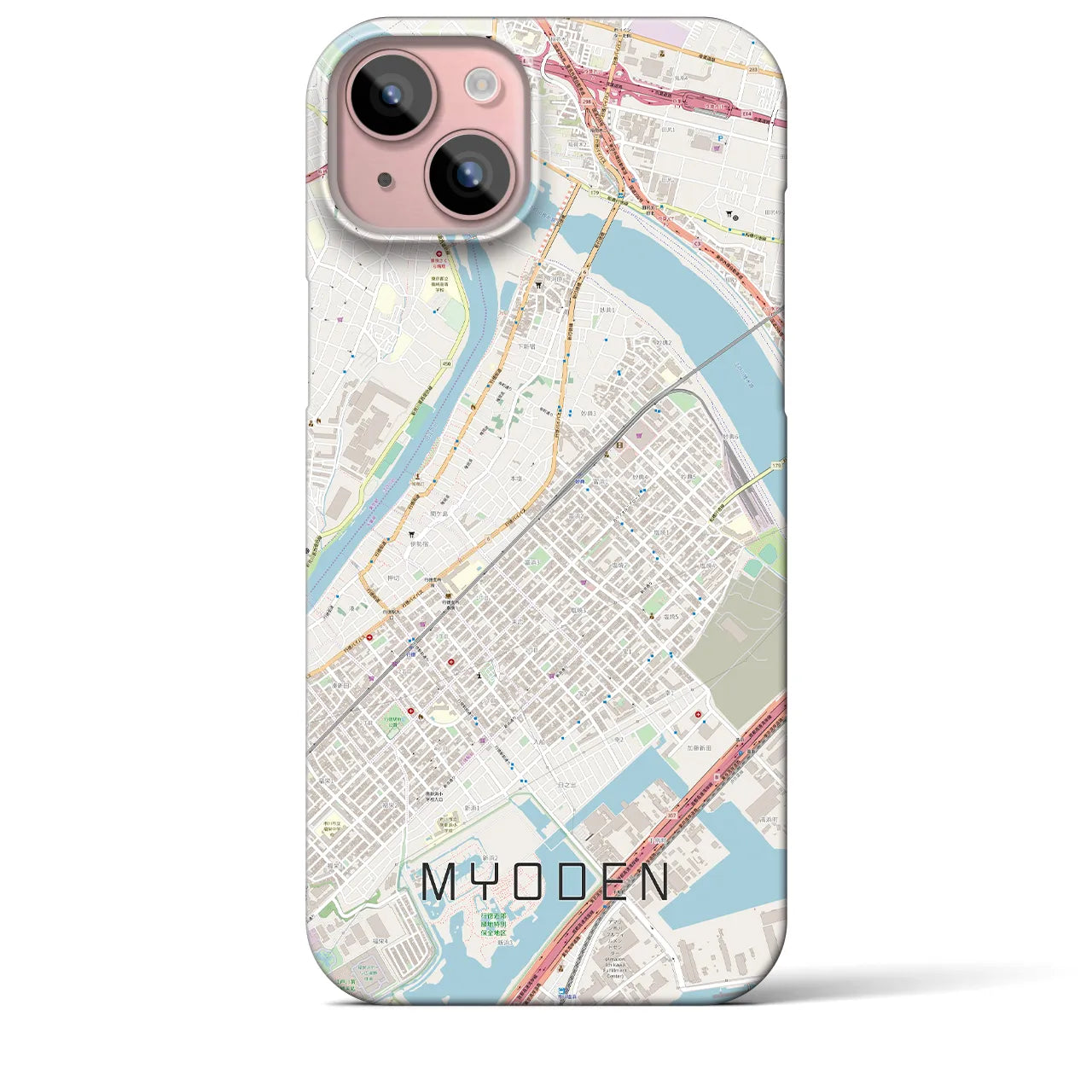 【妙典(千葉県)】地図柄iPhoneケース(バックカバータイプ)