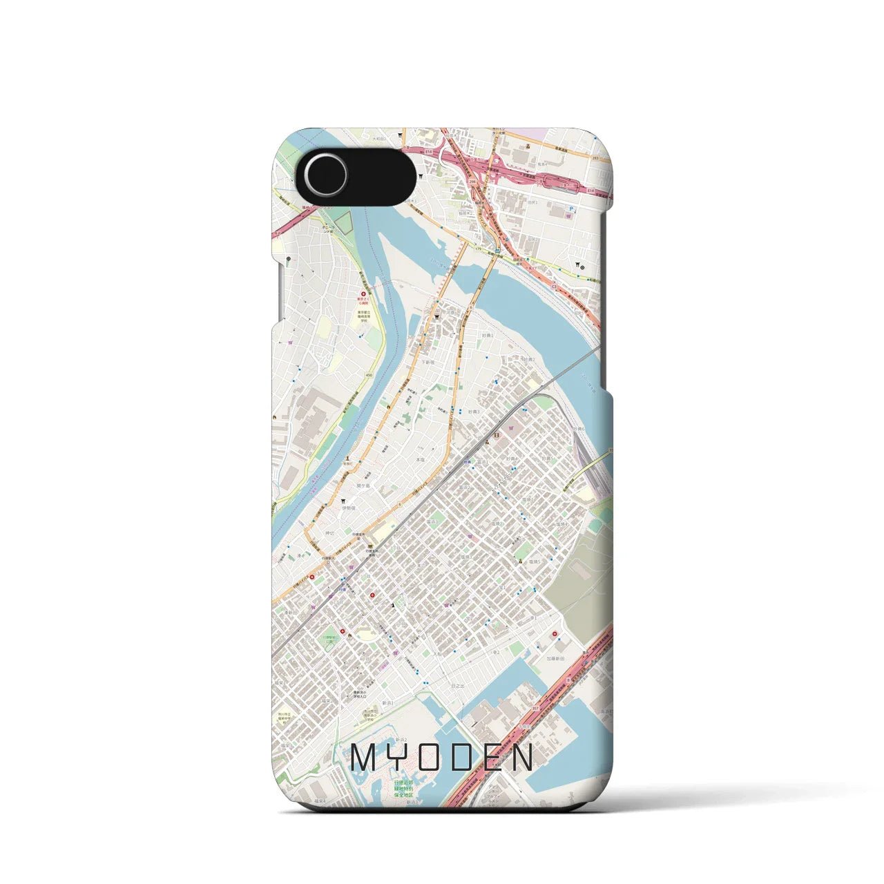 【妙典(千葉県)】地図柄iPhoneケース(バックカバータイプ)
