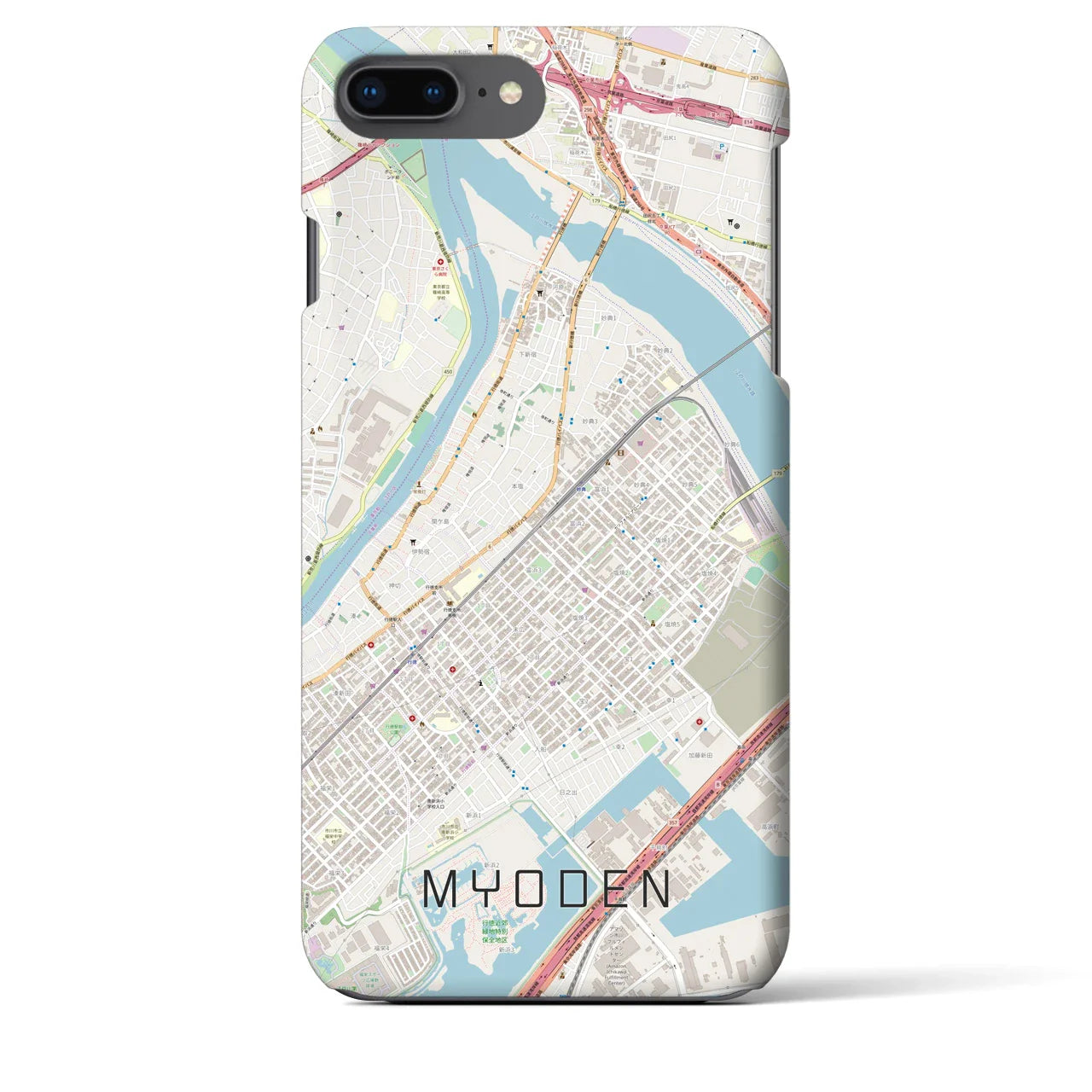【妙典(千葉県)】地図柄iPhoneケース(バックカバータイプ)