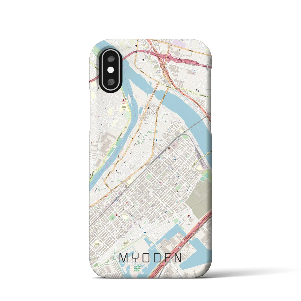 【妙典(千葉県)】地図柄iPhoneケース(バックカバータイプ)