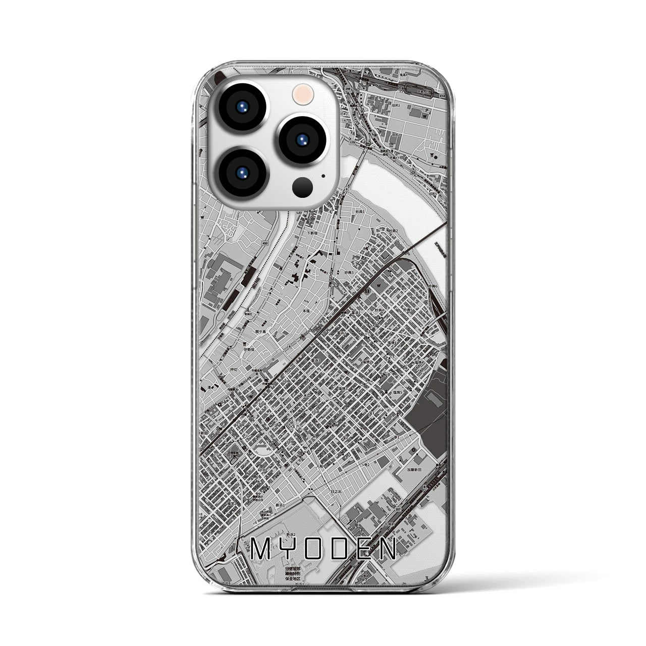 【妙典(千葉県)】地図柄iPhoneケース(クリアタイプ)