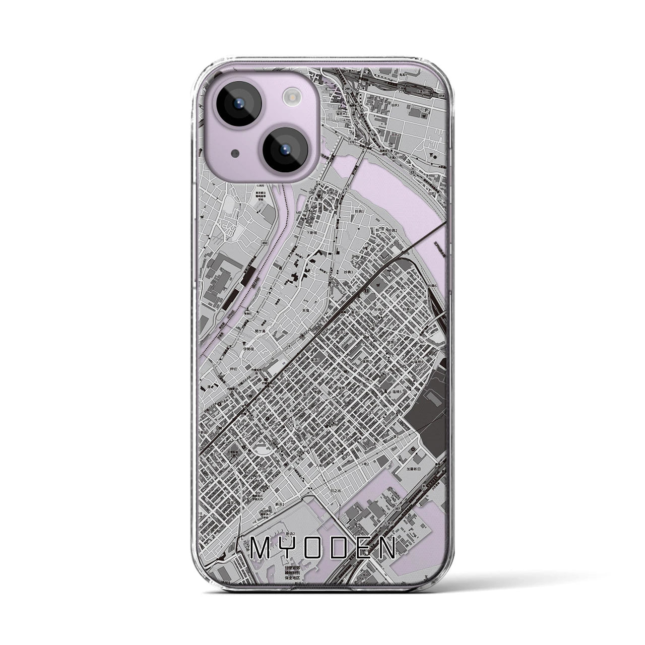 【妙典(千葉県)】地図柄iPhoneケース(クリアタイプ)